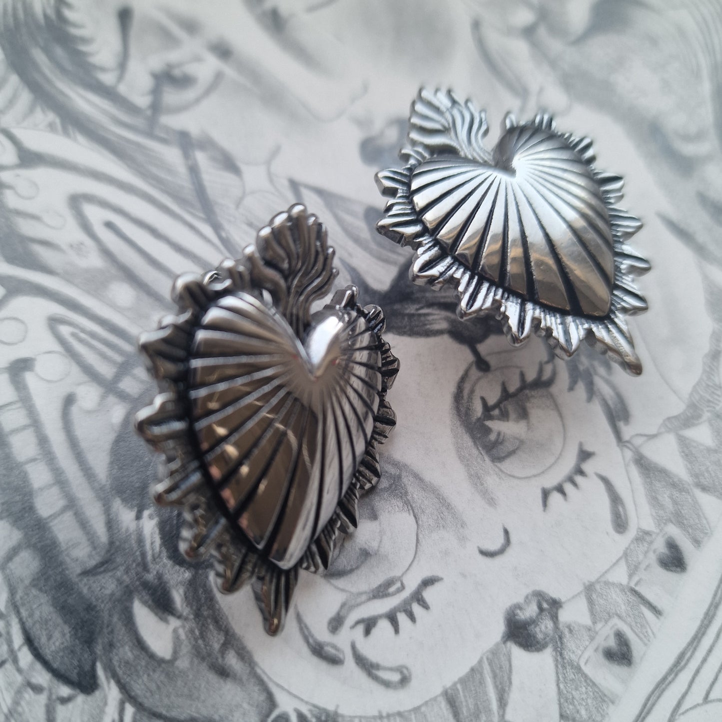 12MM 1/2inch Sacred Heart Ear Weight Hangers