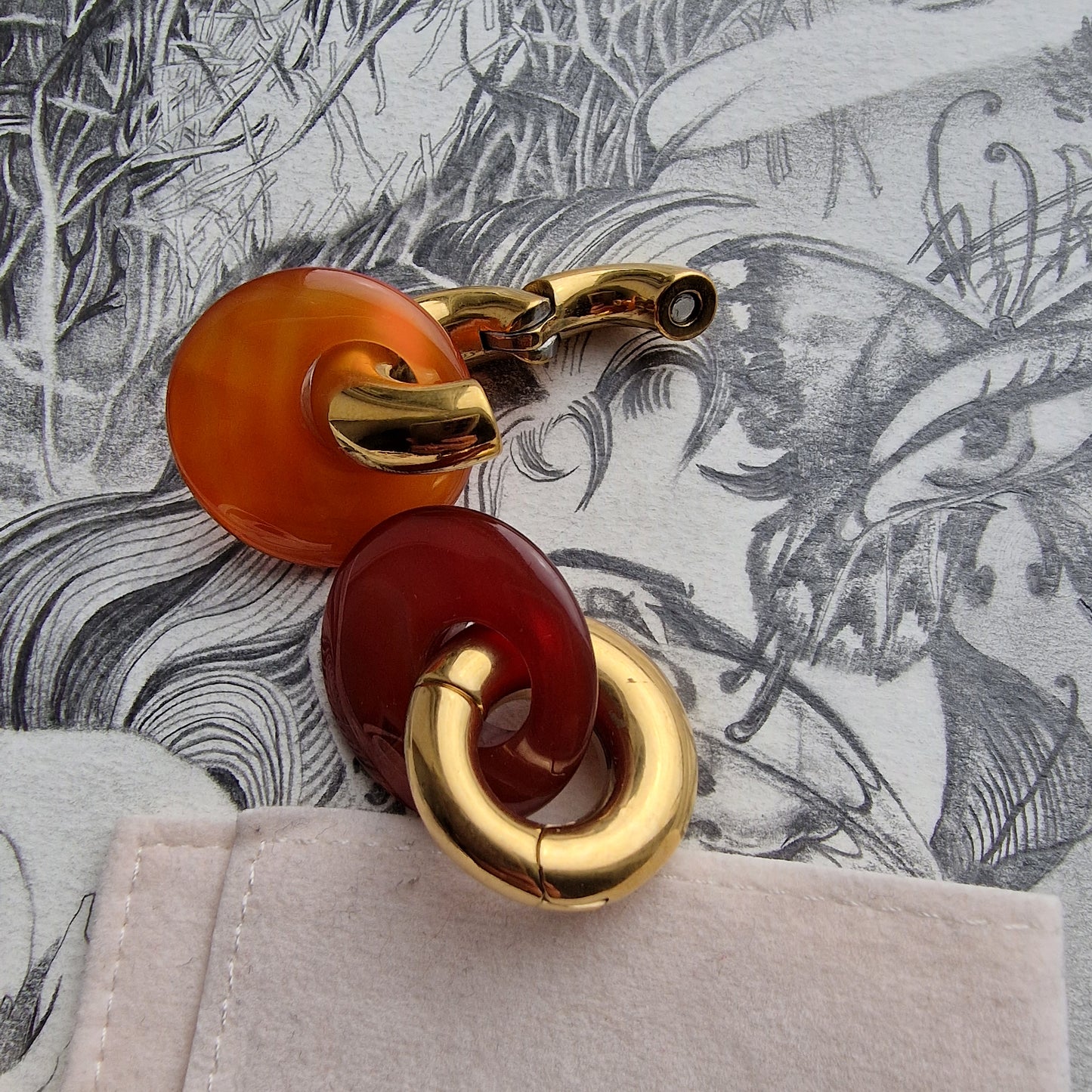 6MM 2G Organic Red Agate x Double Donut Hangers