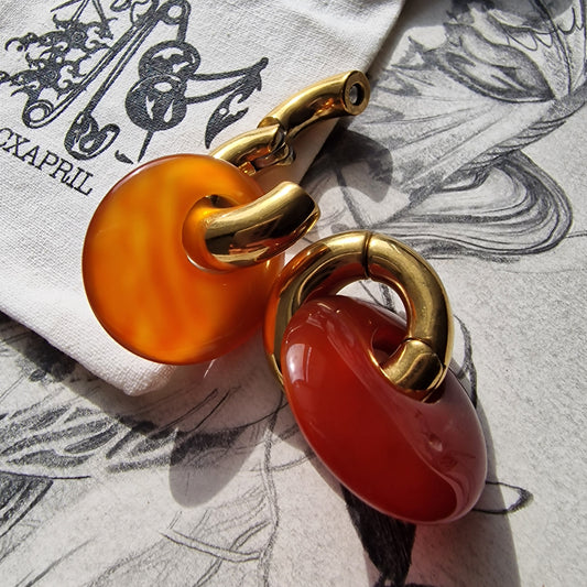 6MM 2G Organic Red Agate x Double Donut Hangers