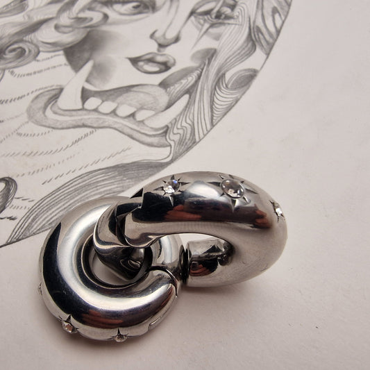 8MM 0G Silver Star Gaze Huggies
