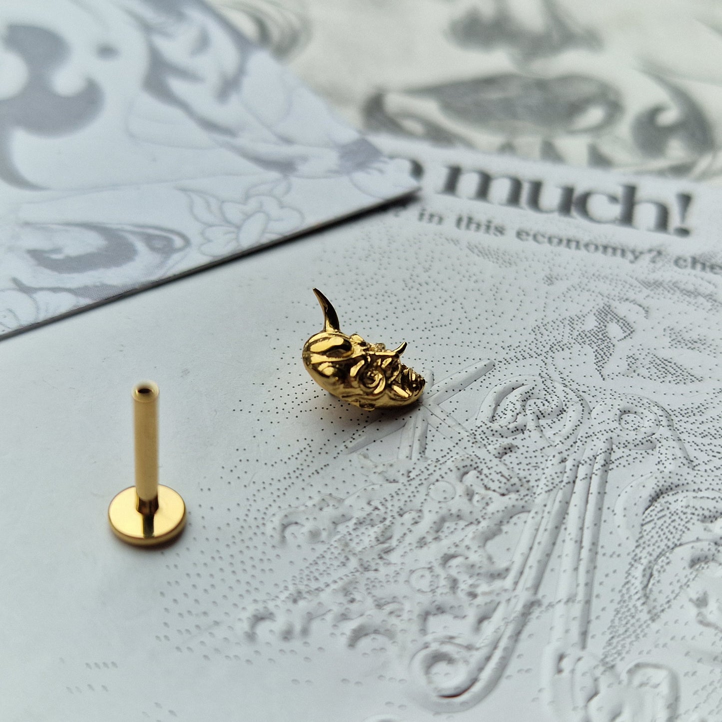Hannya Mask High Detail Earring | Cartilage Stud Titanium Body Jewellery