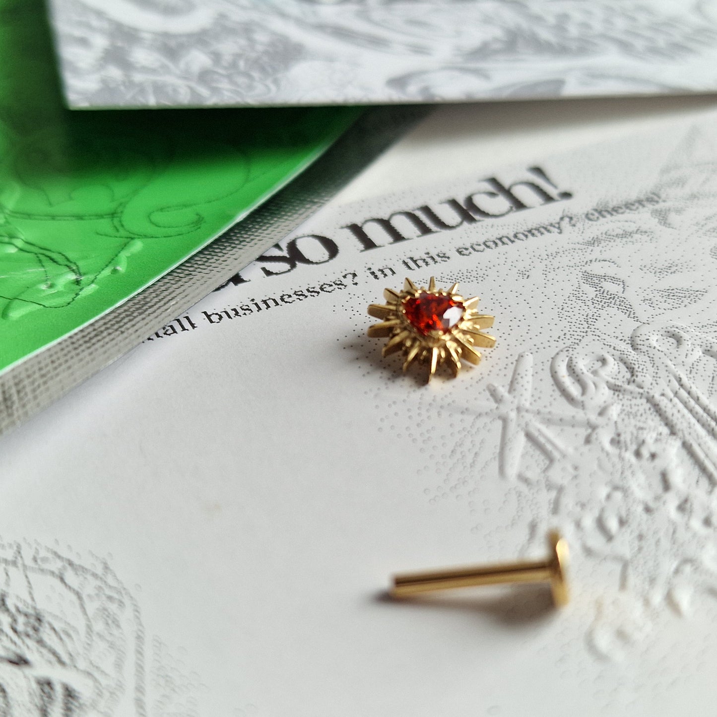 Adored Shinning Golden Sacred Red Heart | Zircon Set Body Jewellery and Piercings