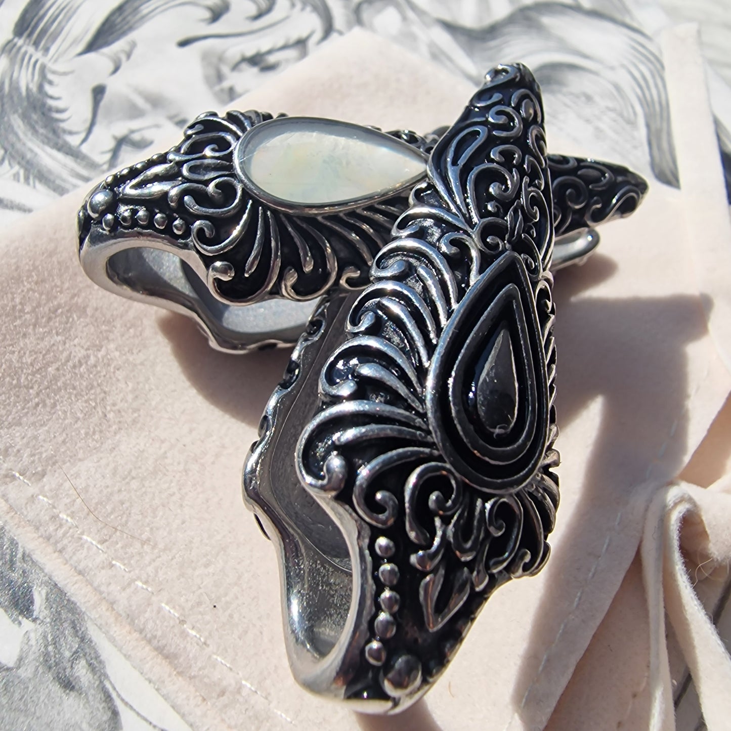 22MM 7/8 inch Silver Saddle Hangers Opal Ear Weights Saddle Ear Weights Pair