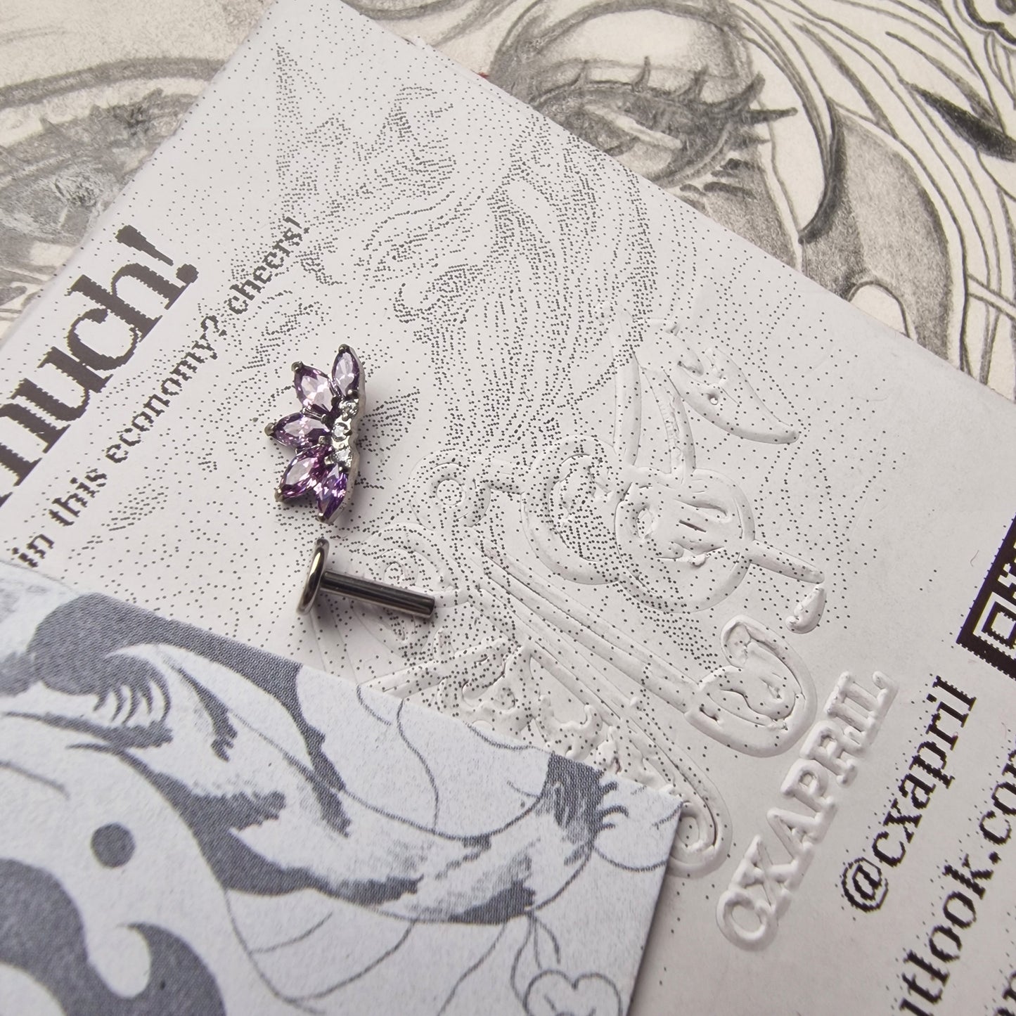 Purple Titanium Sunset Sunrise Zircon Cartilage Stud | Body Piercings