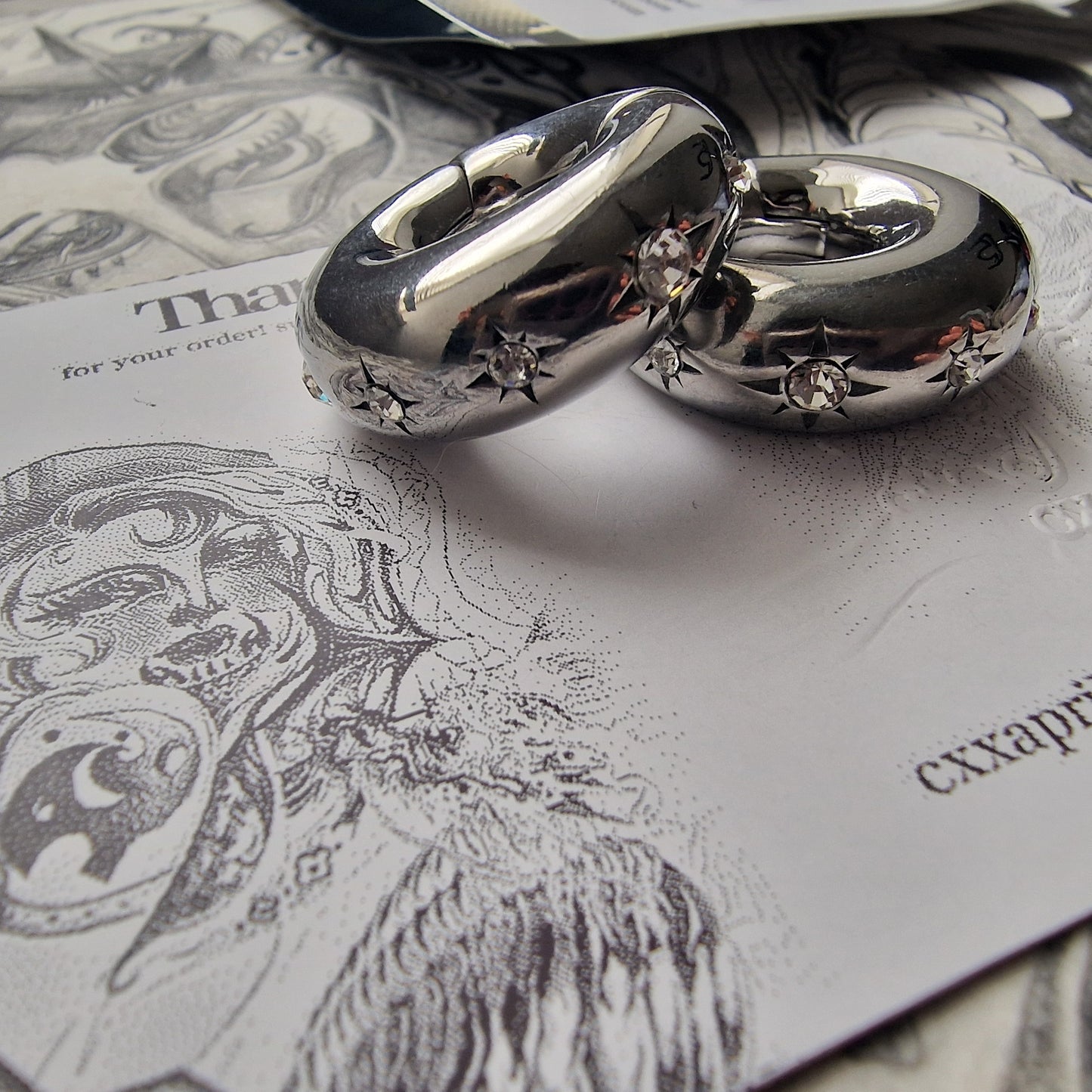 8MM 0G Silver Star Gaze Huggies Ear Weights | Body Piercings for Stretched Ears and Lobes
