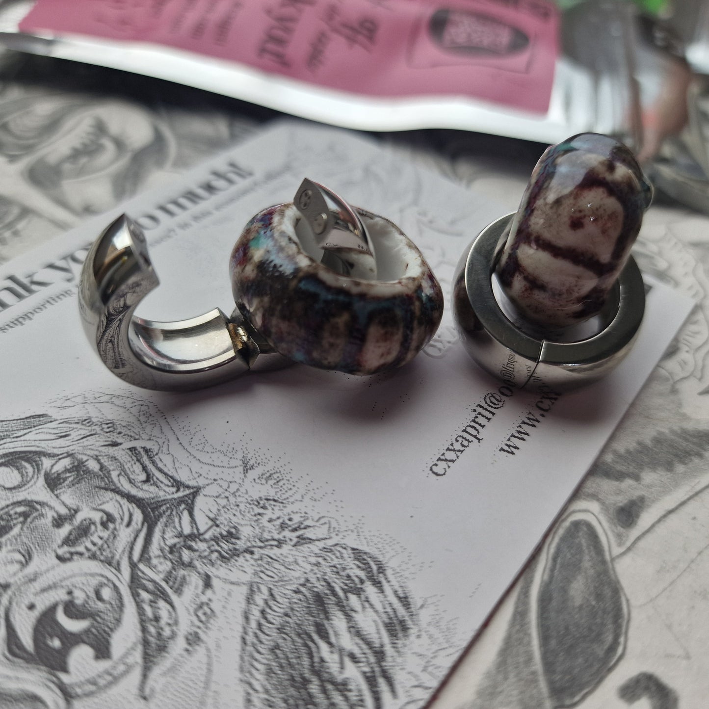 Silver Purple Blue Organic Ear Weight Gauges | CXAPRIL