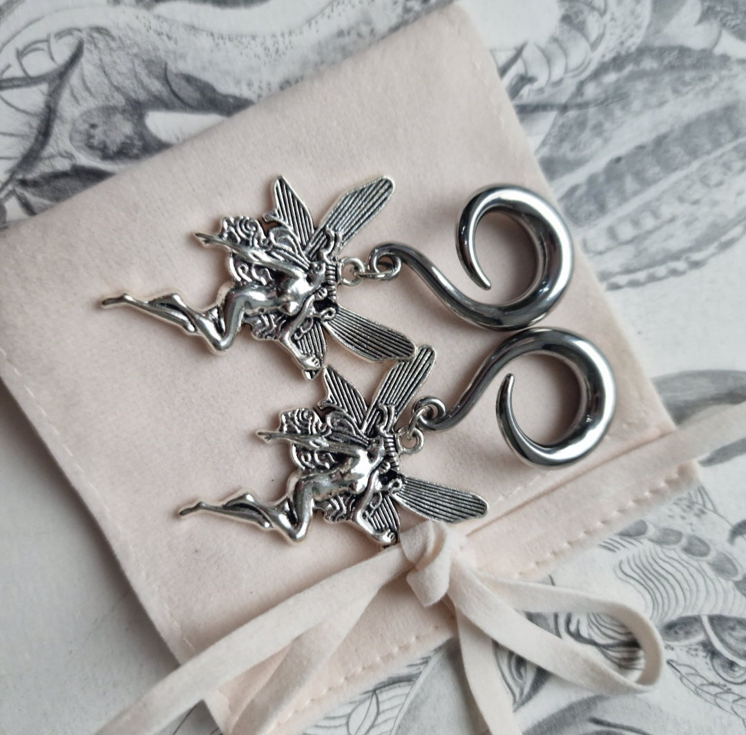 6MM 2G Silver Fairy Dangle Gauges | Alternative jewellery