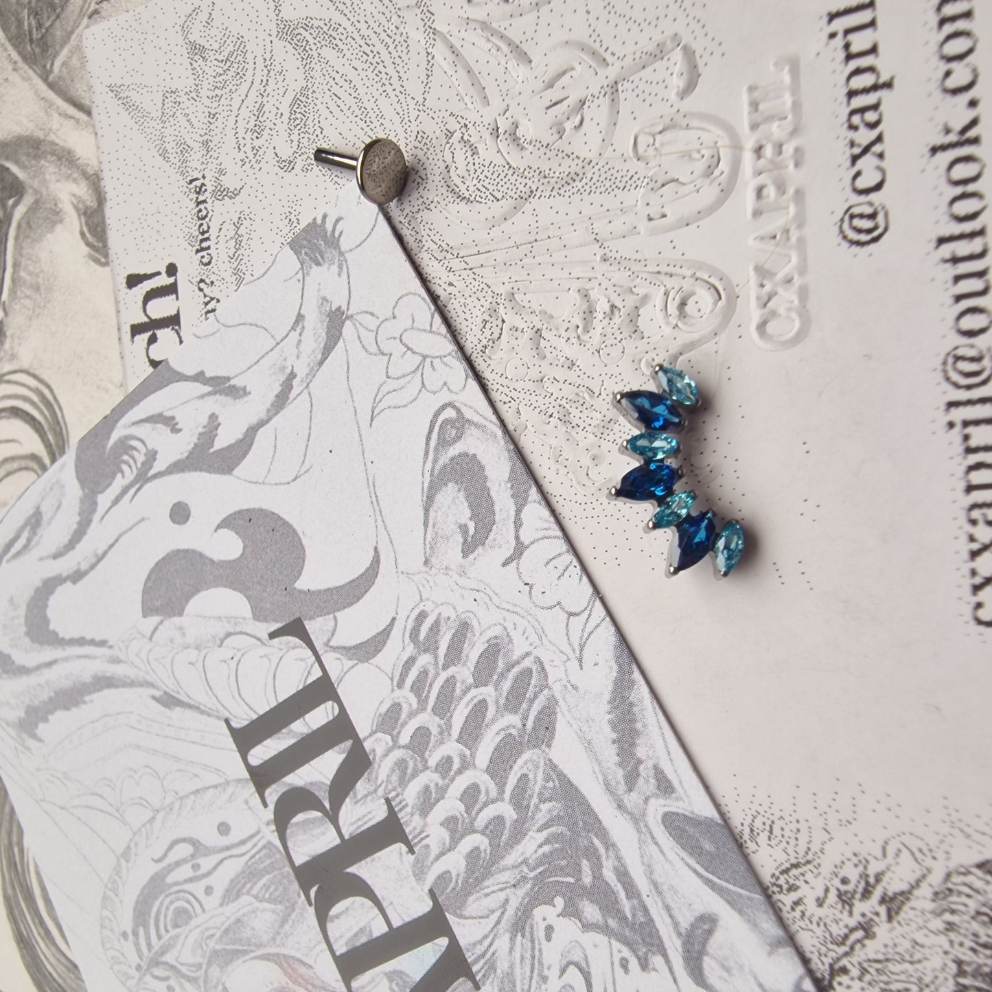 Icy Blue Zircon Titanium helix Orbital Cartilage Stud | Body Jewellery