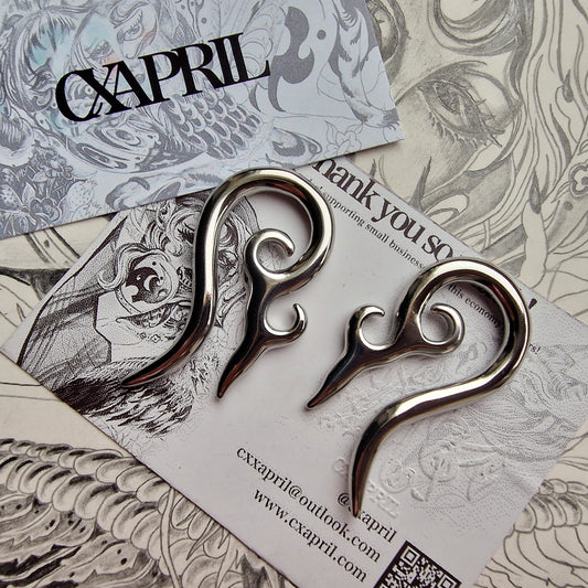5MM 4G Tribal Silver Ornamental Cyberpunk Saddle Silver Ear Weight Hangers Gauges