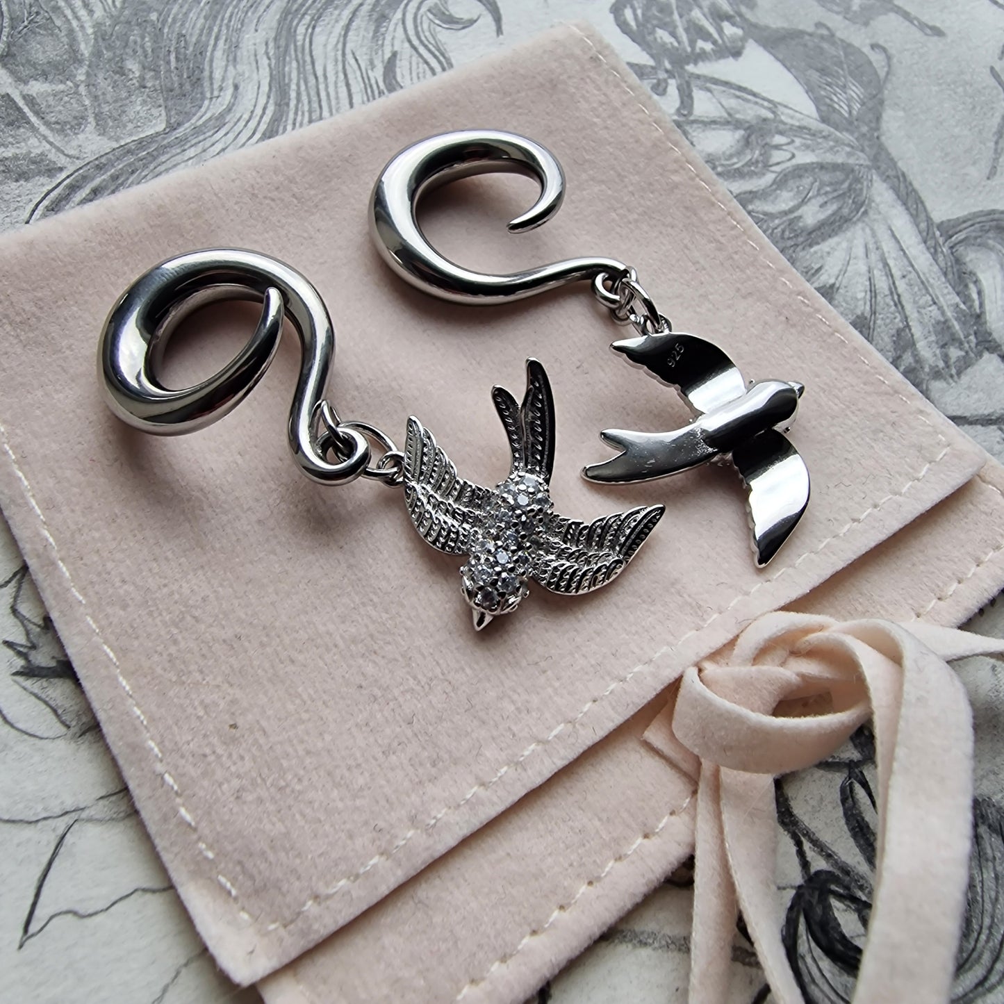 6MM 2G Silver Swollow Ear Weights | Silver Ear Weights