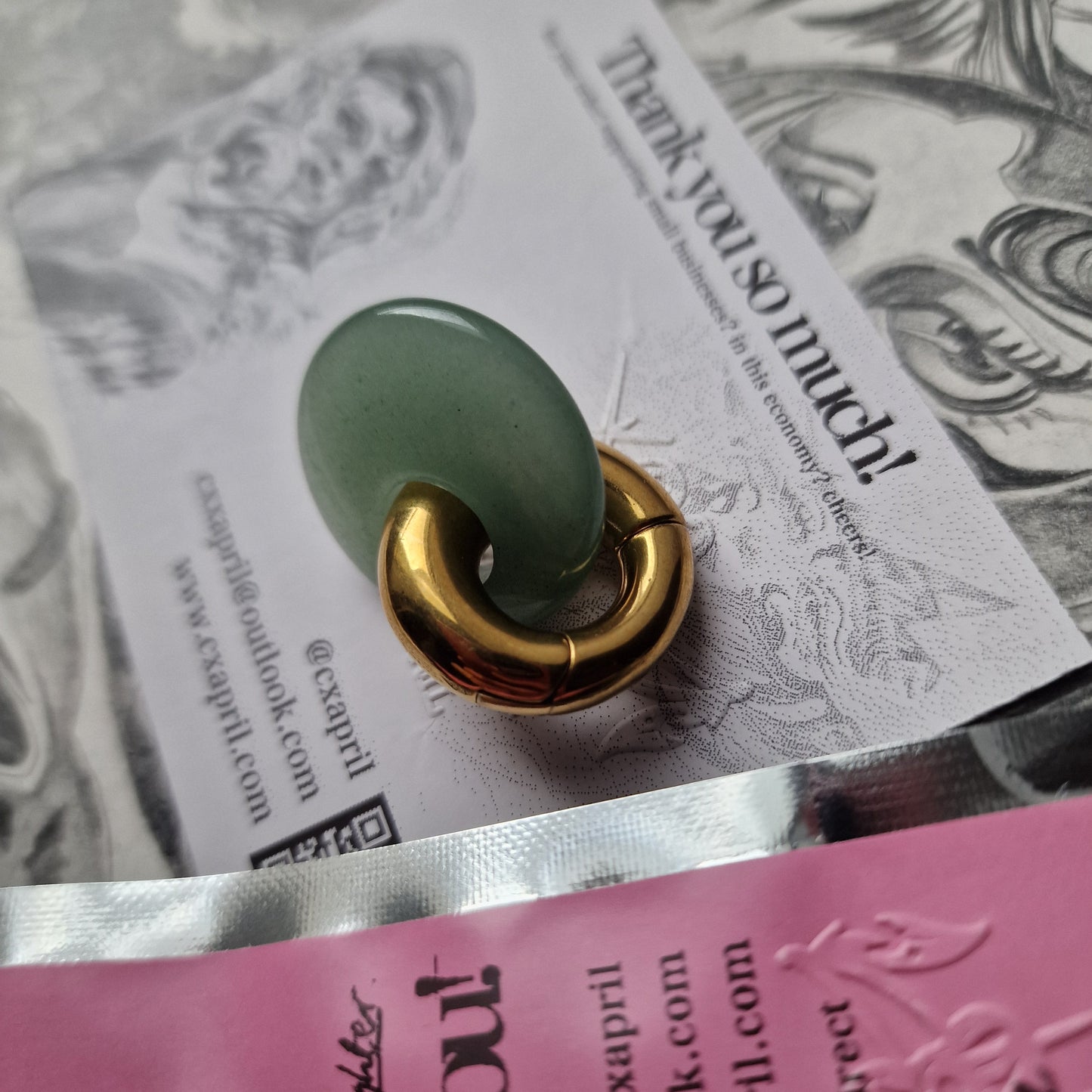 6MM 2G Gold Ear Weights Jade Stone Organic Ear Weights Plugs Gauges Tunnels Alt | CXAPRIL