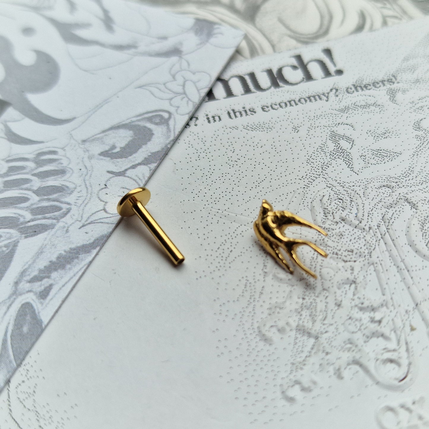 Swollow Birdie Tattoo Signature | Gold Body Piercings Alt Jewellery