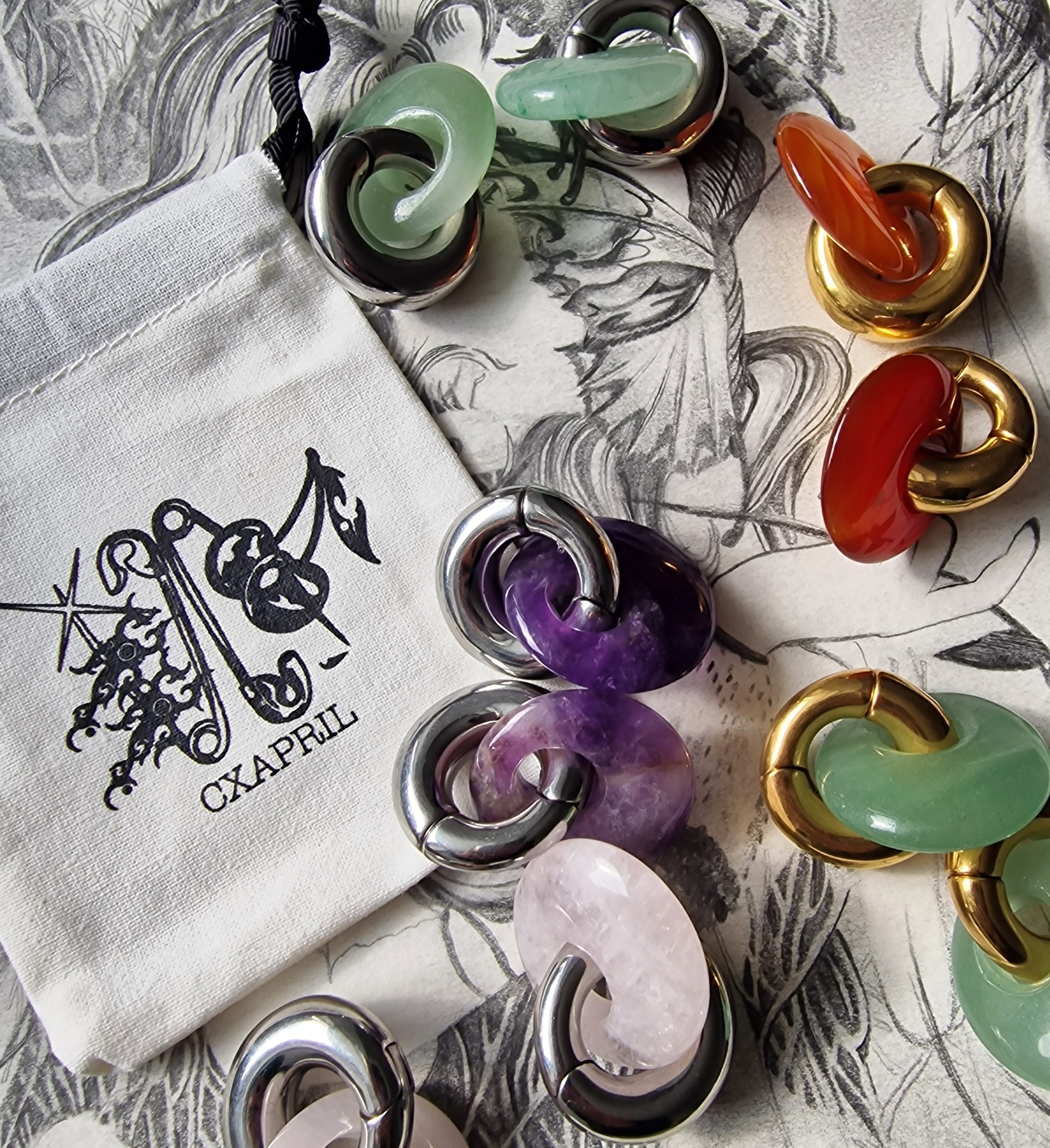 6MM 2G Organic Red Agate x Double Donut Hangers