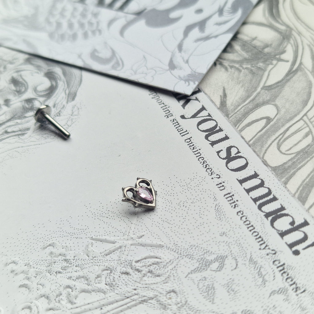Thorn in my heart! | Pink Zircon Titanium Silver Body Piercing