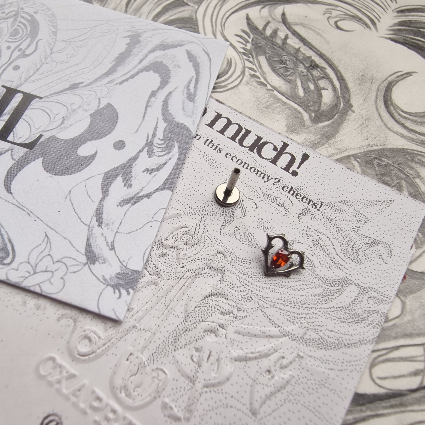 Thorn in my heart! | Red Zircon Titanium Silver Body Piercing