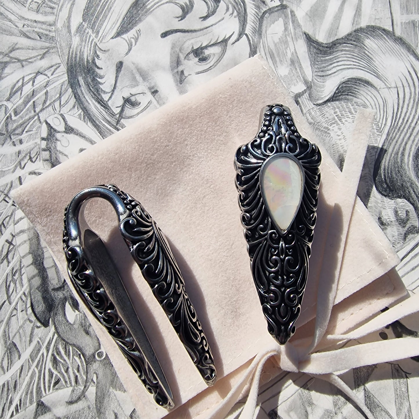 22MM 7/8 inch Silver Saddle Hangers  Opal Ear Weights  Saddle Ear Weights Pair