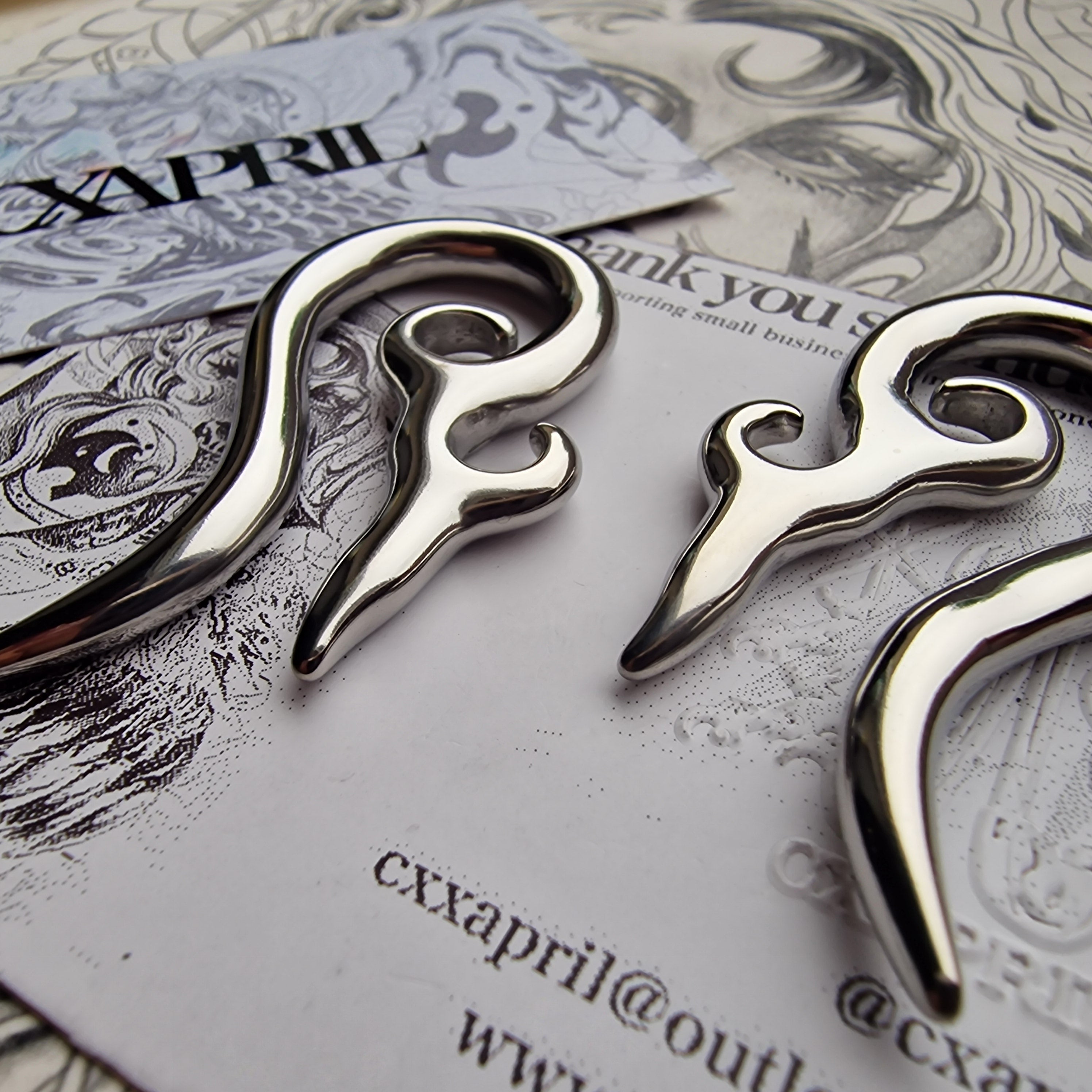 5MM 4G Tribal Silver Ornamental Cyberpunk Saddle Silver Ear Weight Hangers Gauges