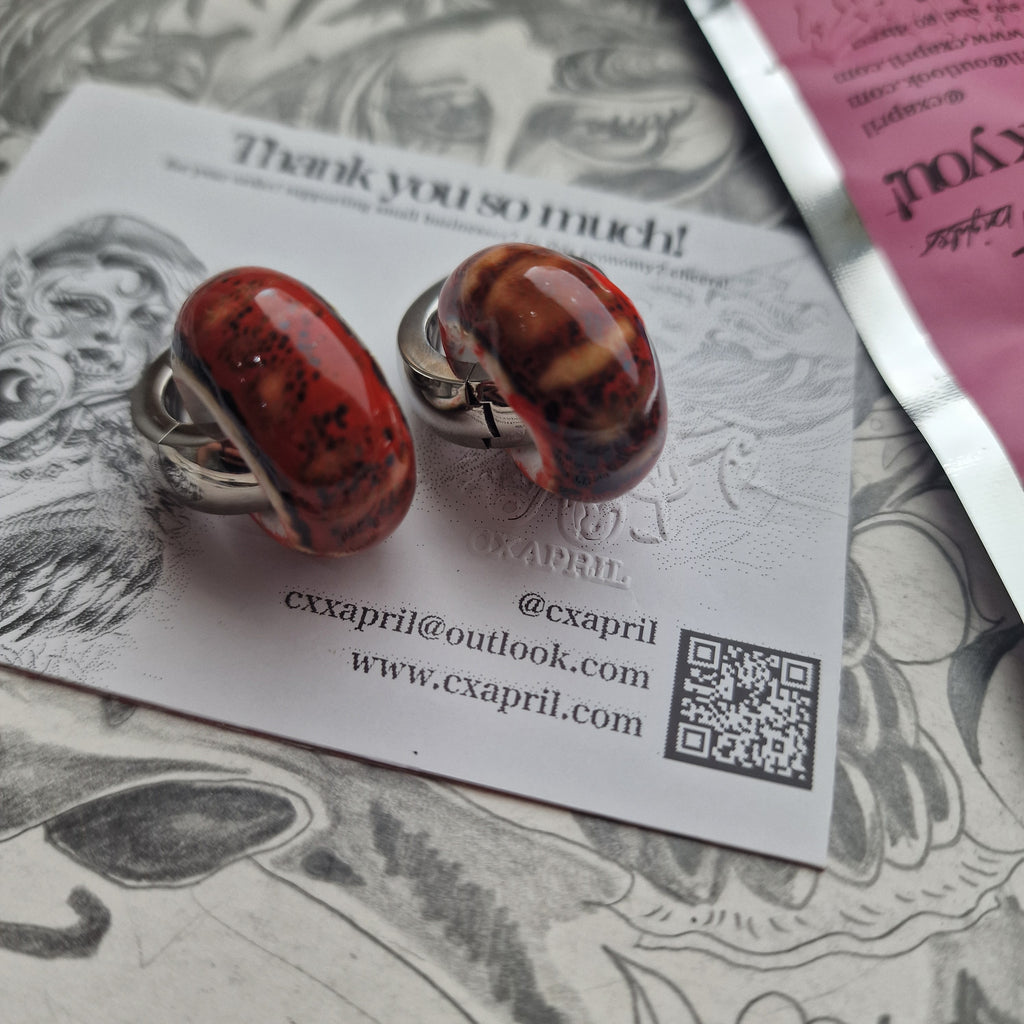 5MM 4G Silver Red Ear Weights Organic Plugs Gauges Earrings Alternative Jewelry | CXAPRIL
