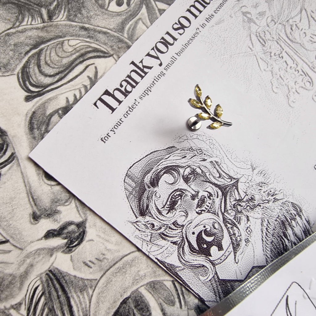 Autumn Yellow Leaf Branch Cartilage Study | Body Piercings Orbital and Helix Earring