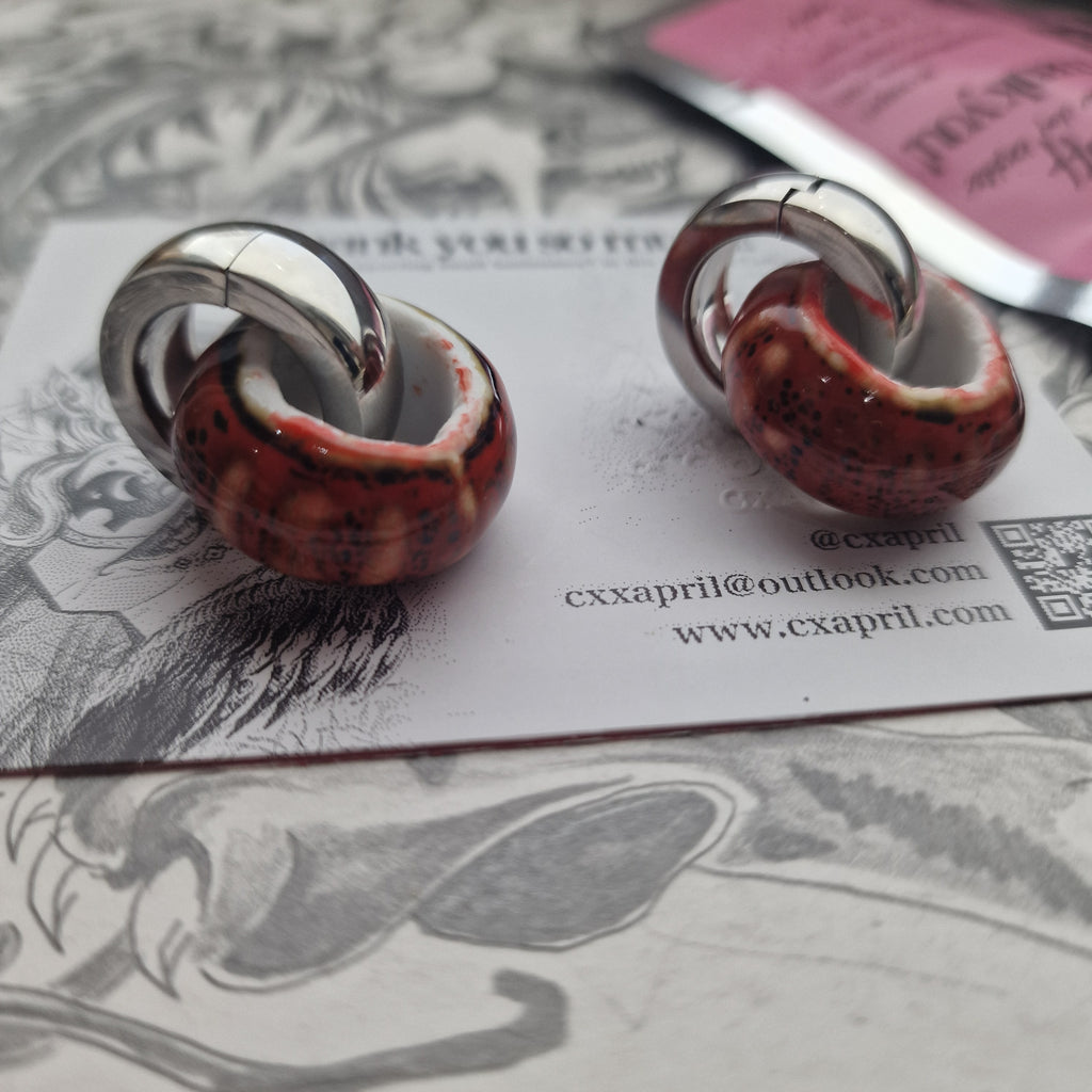 5MM 4G Silver Red Ear Weights Organic Plugs Gauges Earrings Alternative Jewelry | CXAPRIL