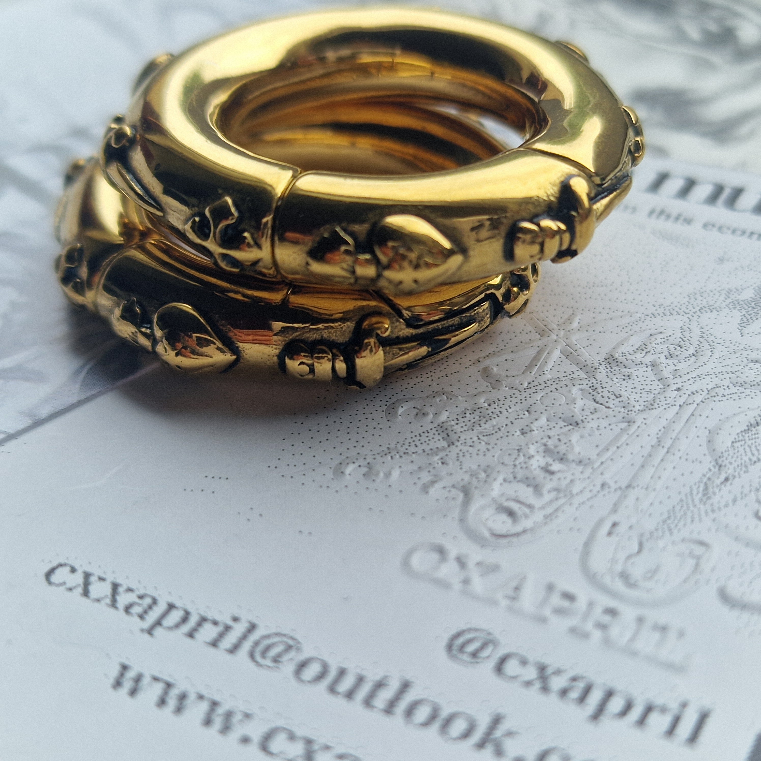 6MM 2G Sacred Heart Herald Heart Hoops Cross Gold Ear Weights | Jewellery for Stretched Ears and Lobes