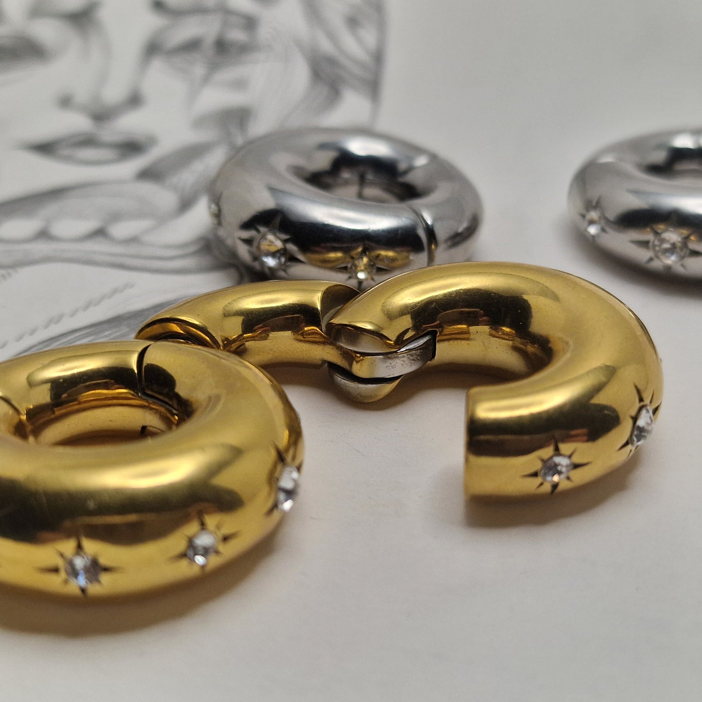 8MM 0G Golden Ear Weights Star Gaze Huggies