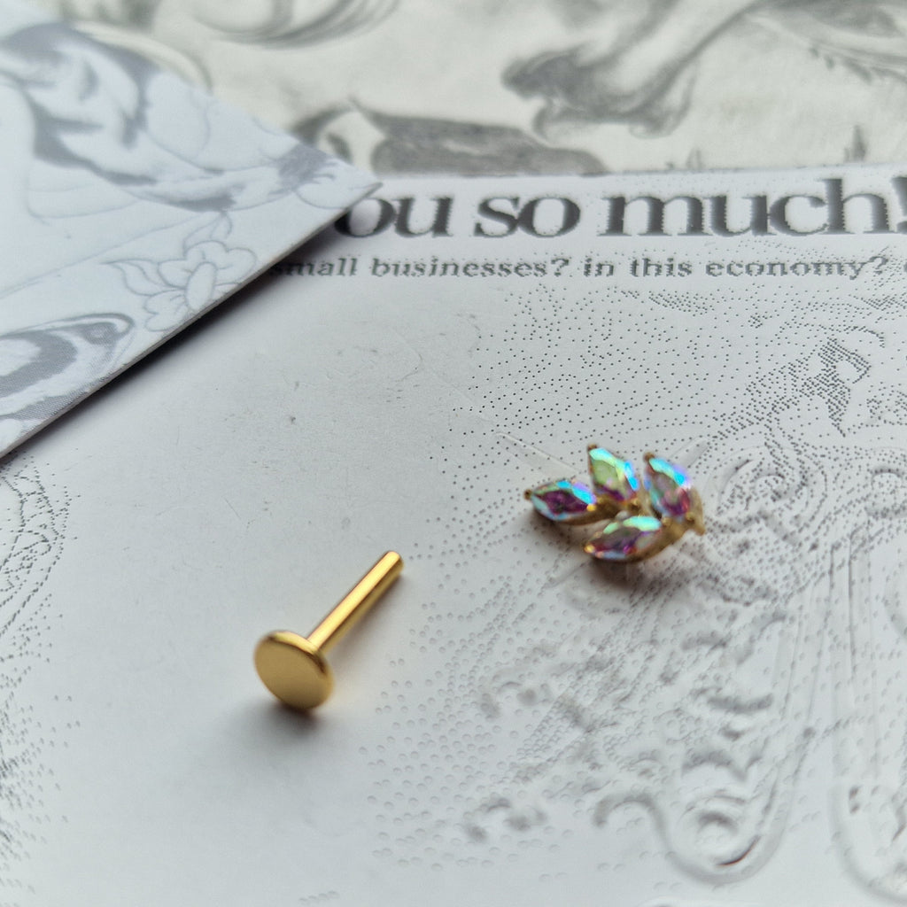 Nature Cartilage Earring Iridescent Rainbow Leaf | Body Piercings Helix