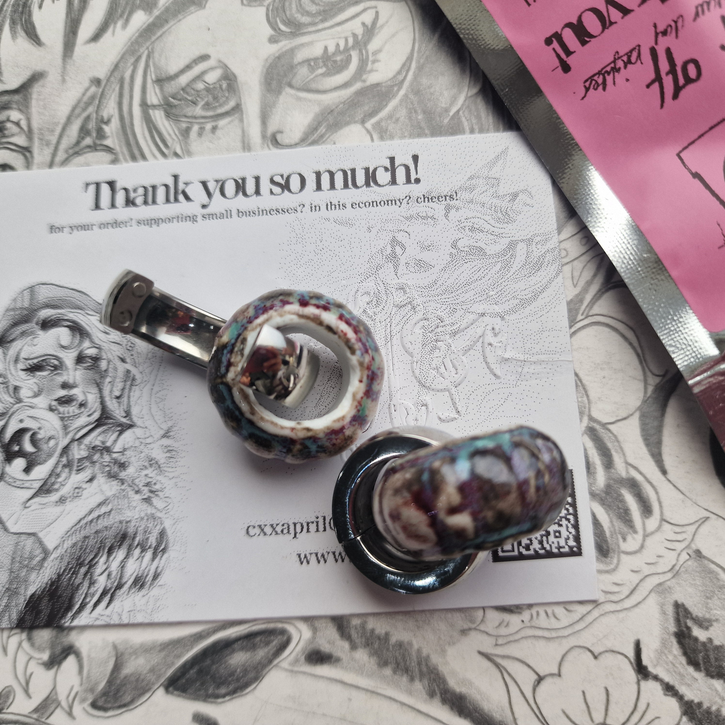 Silver Purple Blue Organic Ear Weight Gauges | CXAPRIL