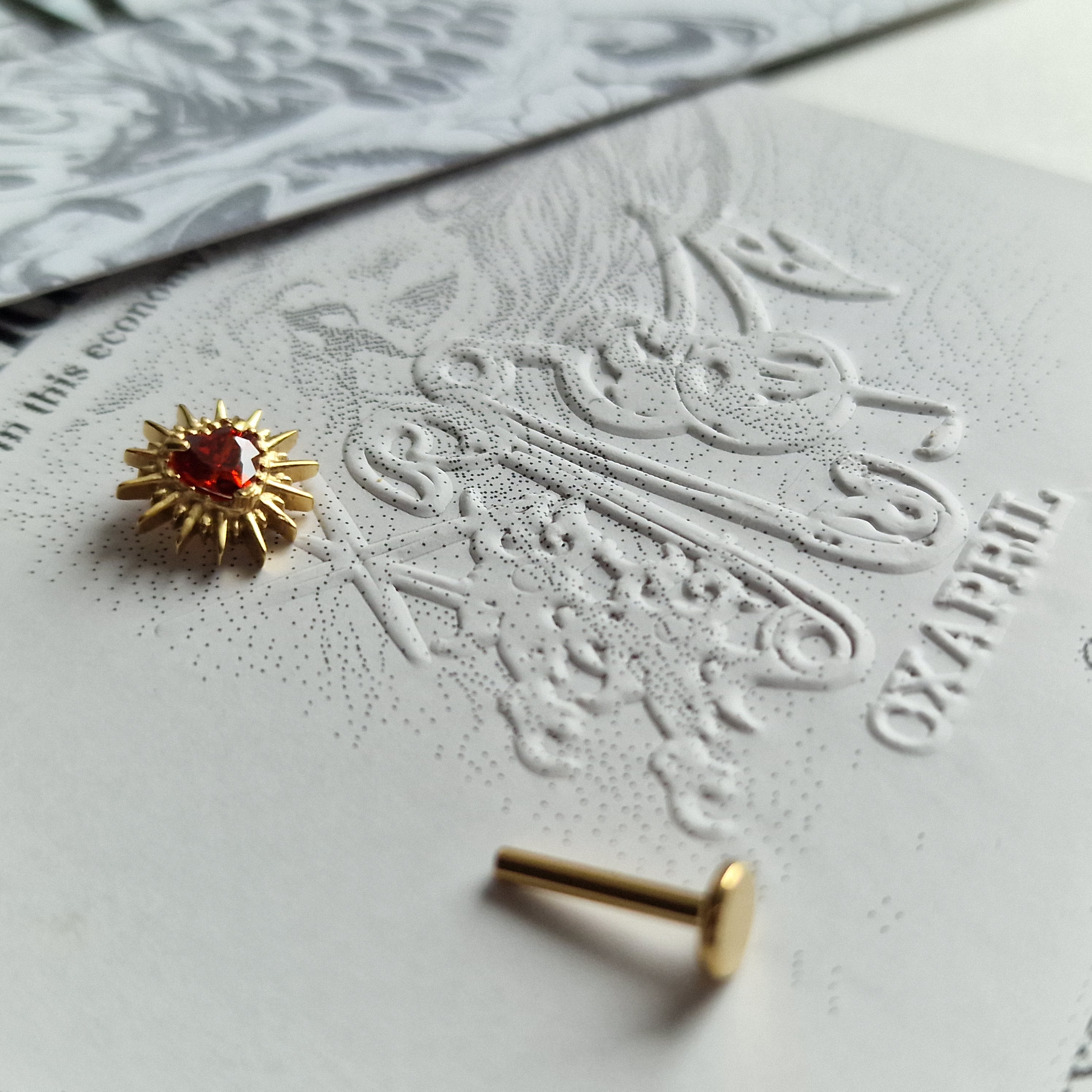 Adored Shinning Golden Sacred Red Heart | Zircon Set Body Jewellery and Piercings