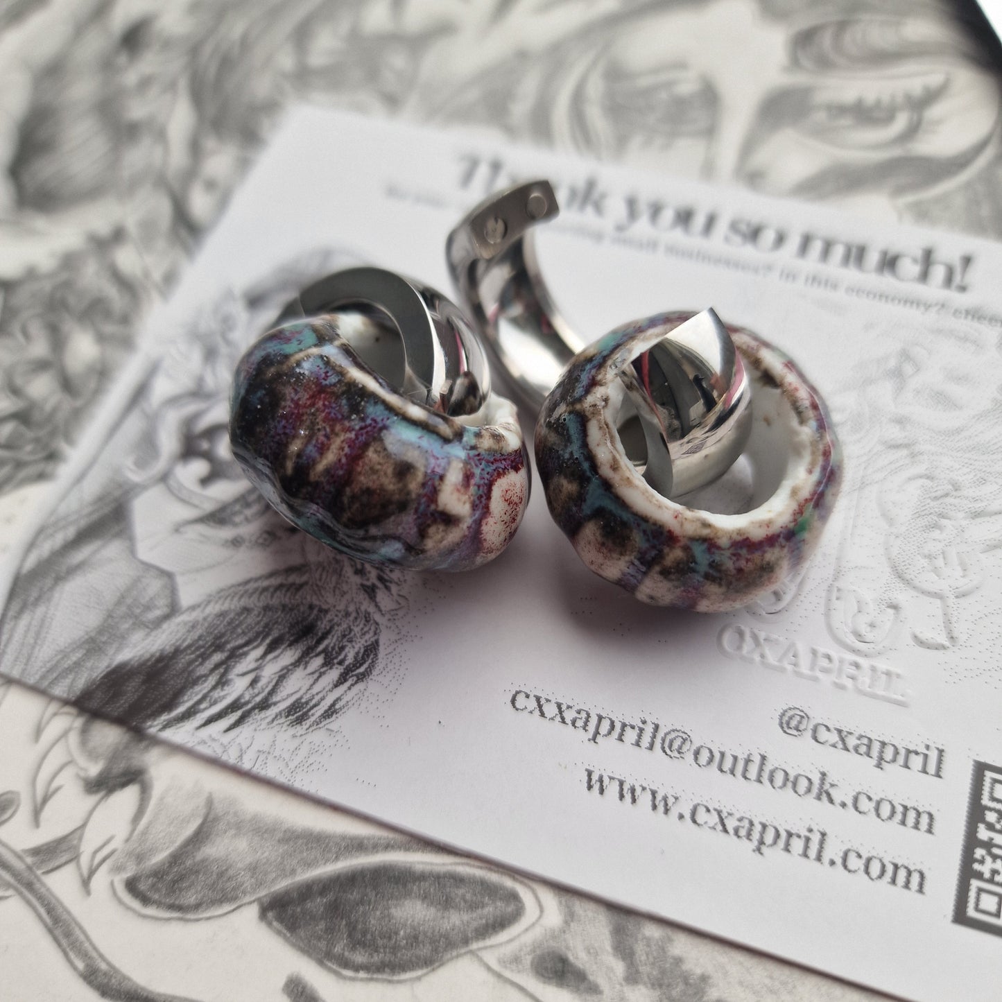 Silver Purple Blue Organic Ear Weight Gauges | CXAPRIL