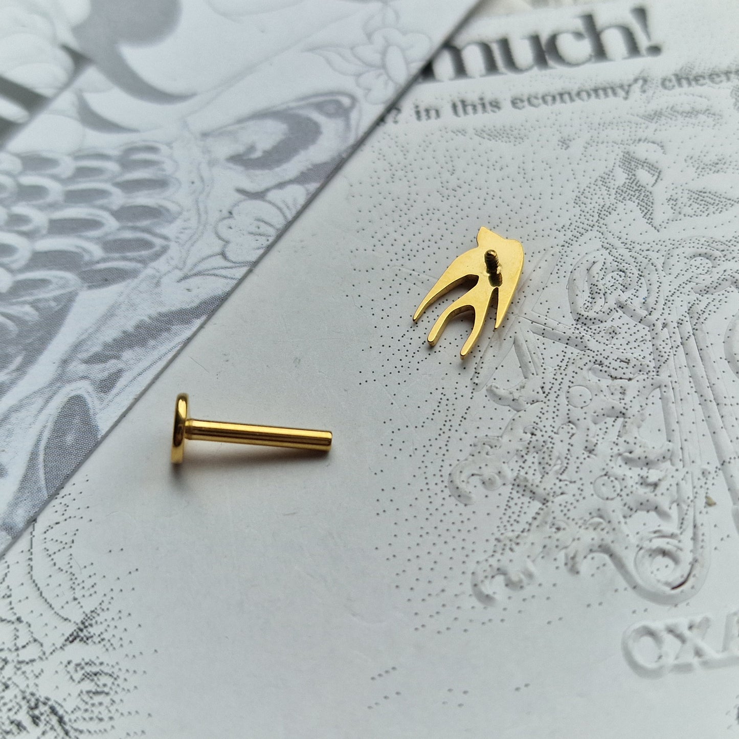 Swollow Birdie Tattoo Signature | Gold Body Piercings Alt Jewellery