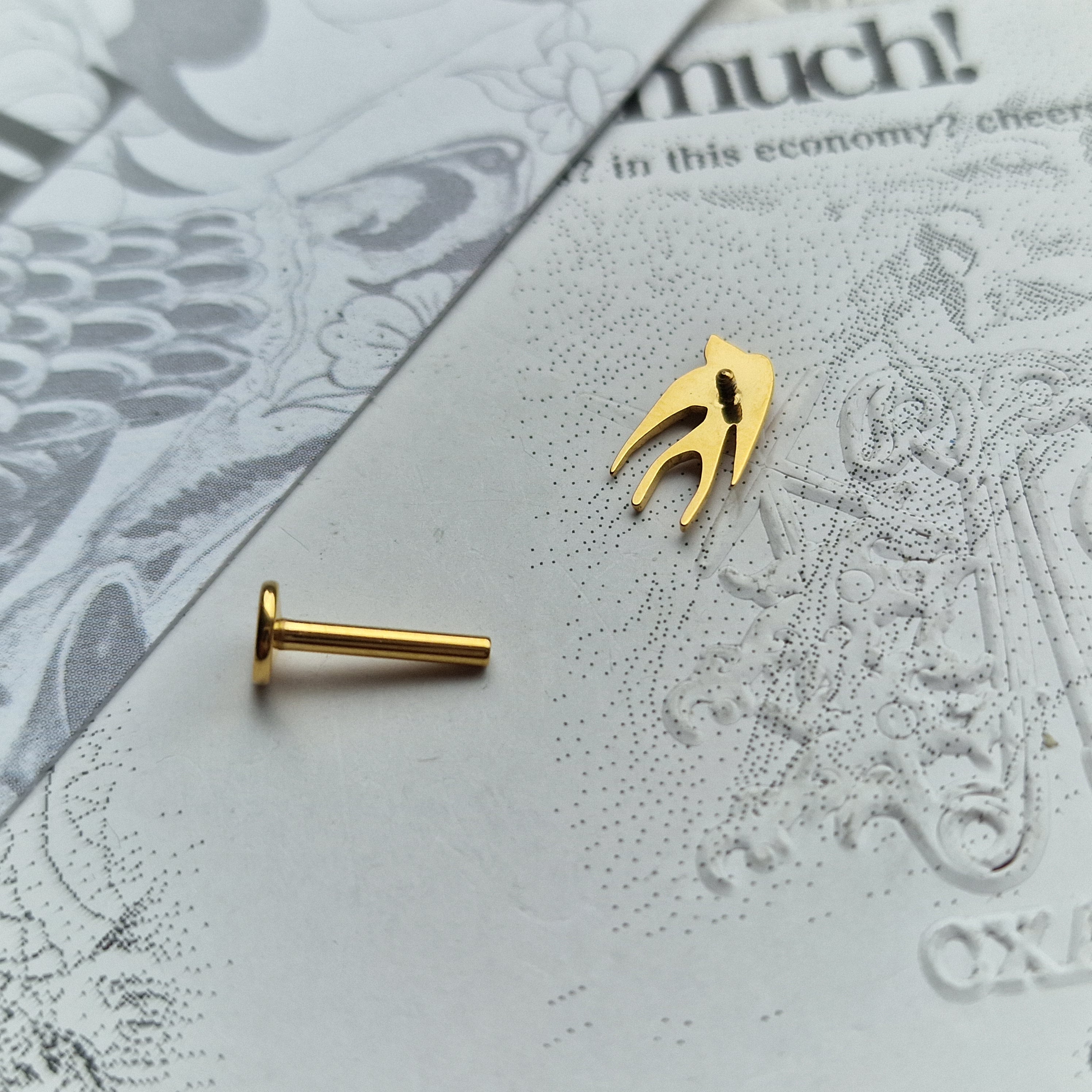 Swollow Birdie Tattoo Signature | Gold Body Piercings Alt Jewellery