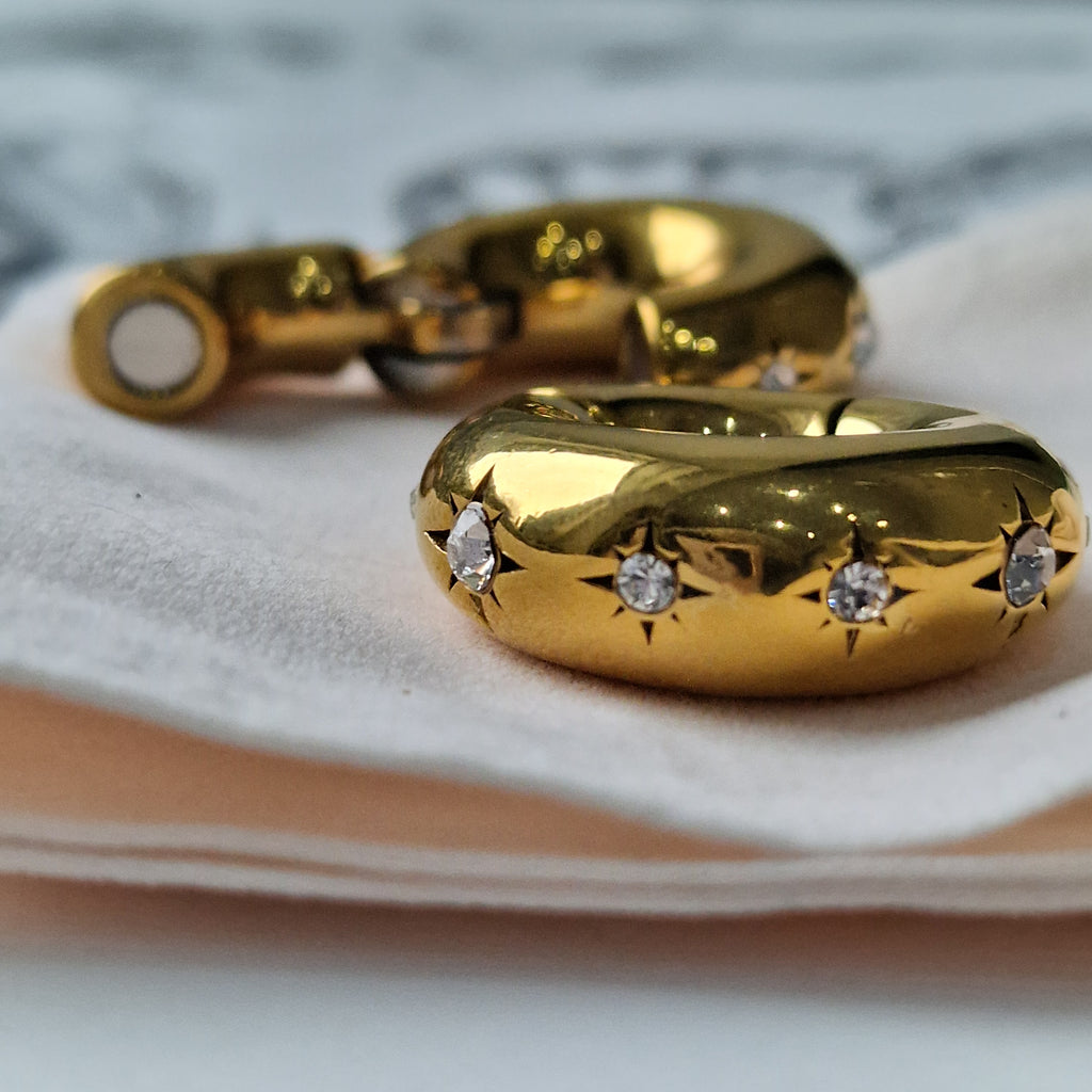 8MM 0G Golden Ear Weights Star Gaze Huggies | Alt Gauges for Stretched  Ears and Lobes
