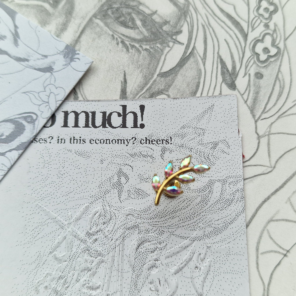 Rainbow Olive Branch Cartilage Earring | Gold Titanium Body Piercings