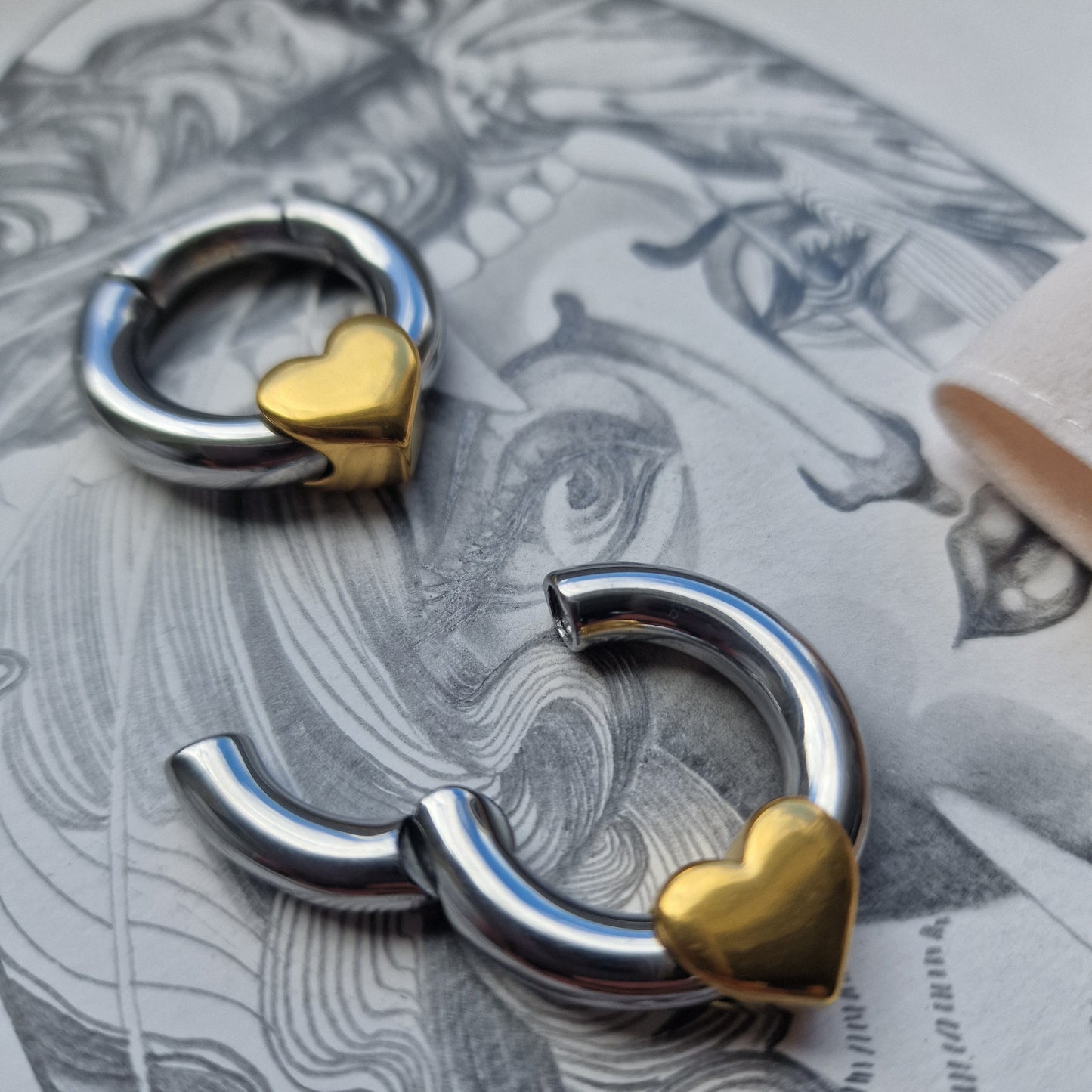 6MM 2G Halo Heart Hangers | Heart Silver Gold Heart Hangers Ear Weight