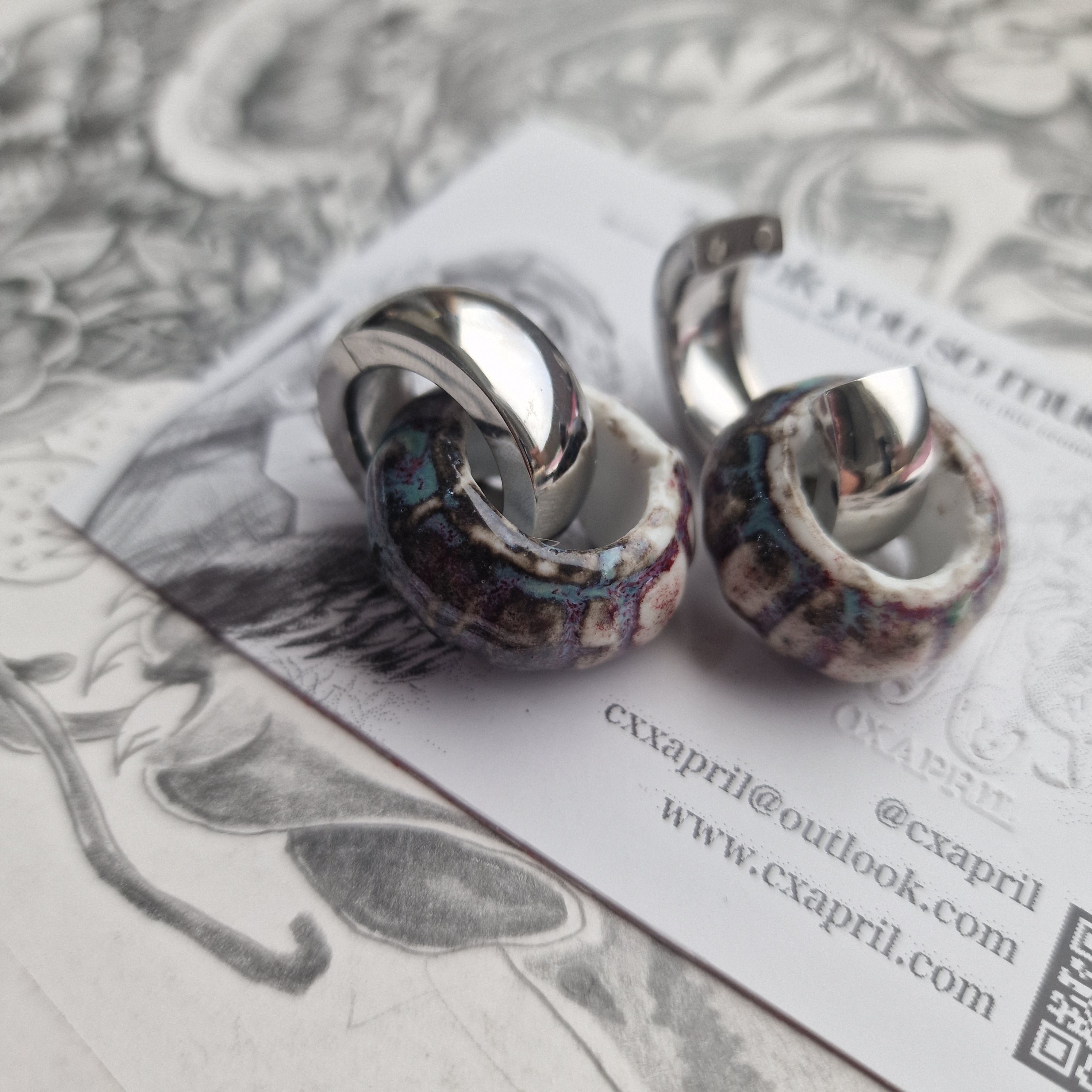 Silver Purple Blue Organic Ear Weight Gauges | CXAPRIL