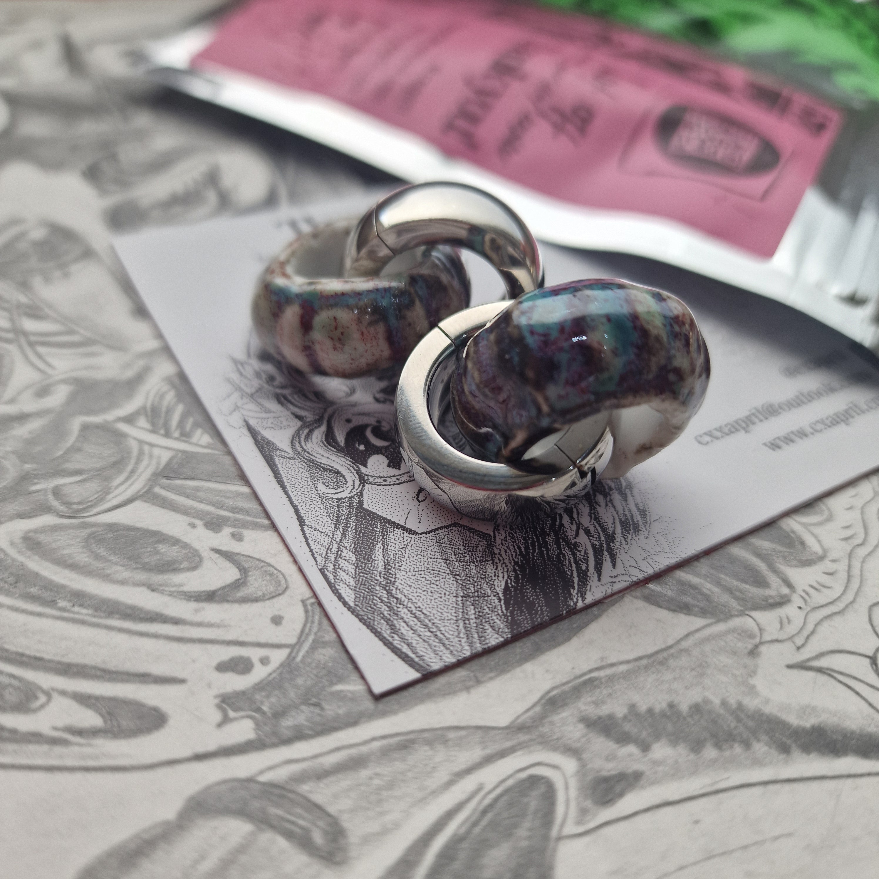Silver Purple Blue Organic Ear Weight Gauges | CXAPRIL
