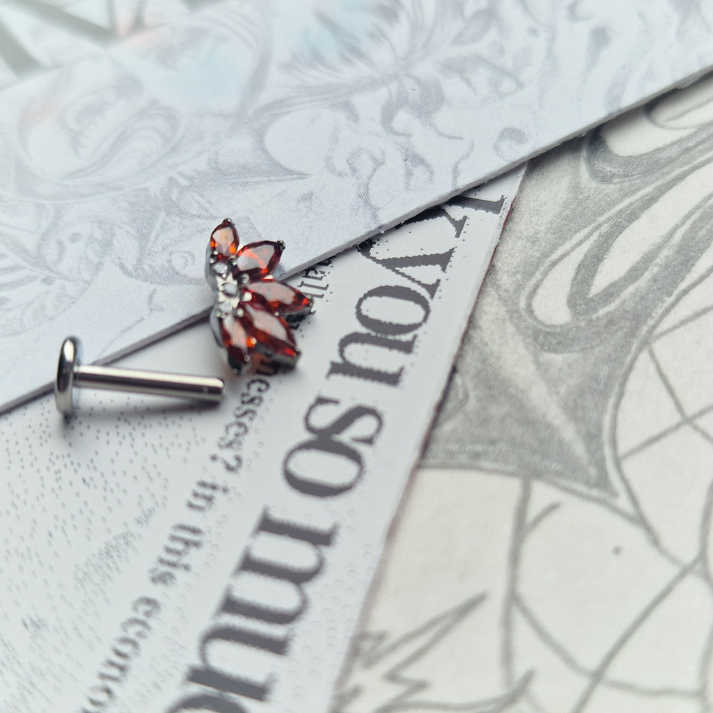 Red Titanium Sunset Sunrise Zircon Cartilage Stud | Body Piercings