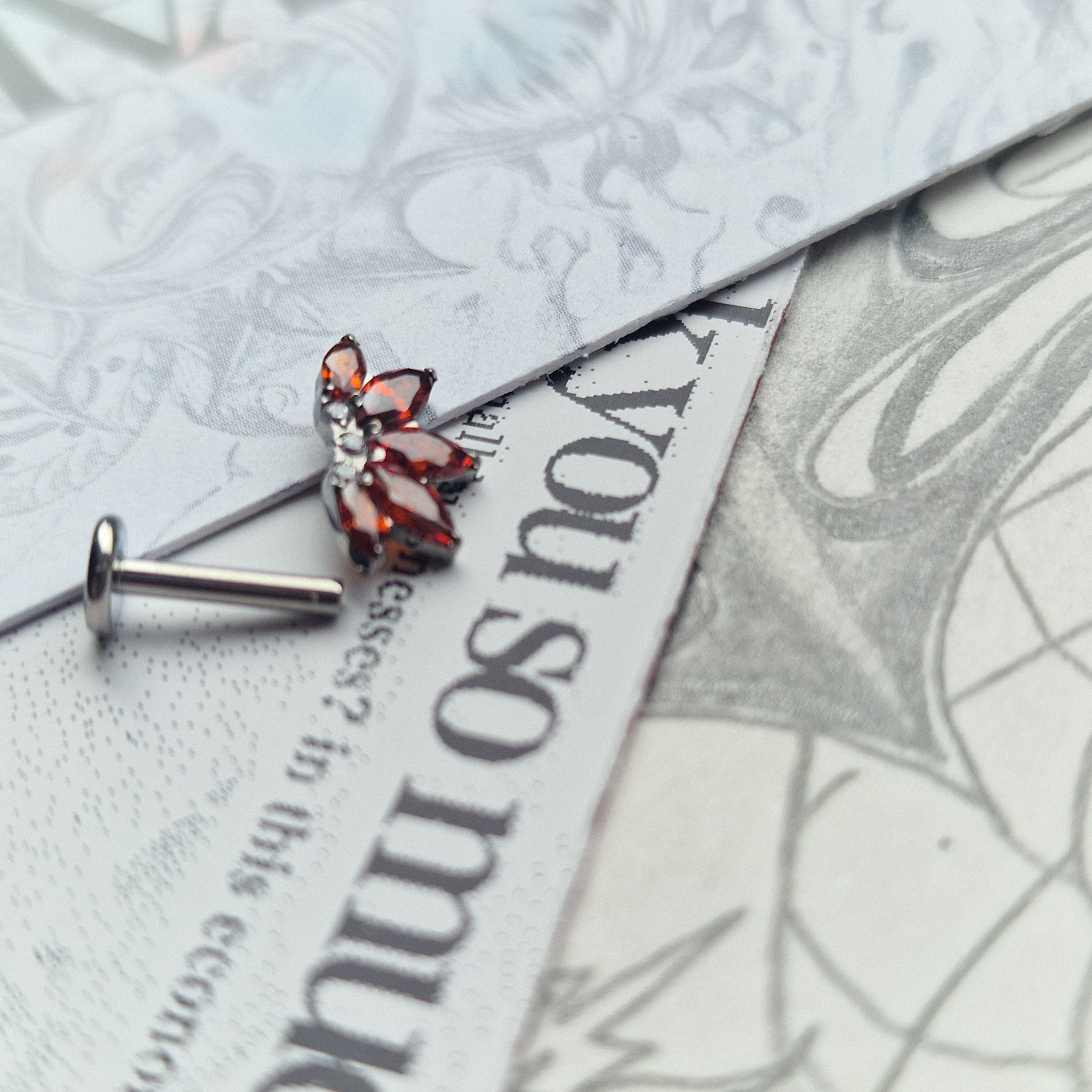 Red Titanium Sunset Sunrise Zircon Cartilage Stud | Body Piercings