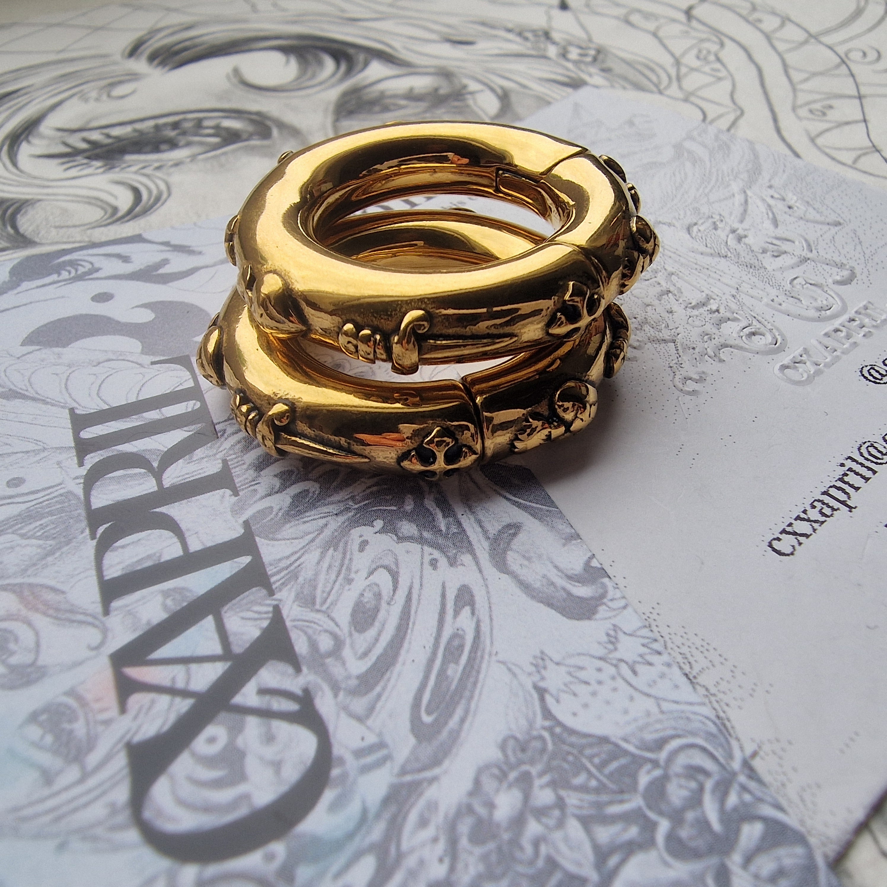 6MM 2G Sacred Heart Herald Heart Hoops Cross Gold Ear Weights | Jewellery for Stretched Ears and Lobes
