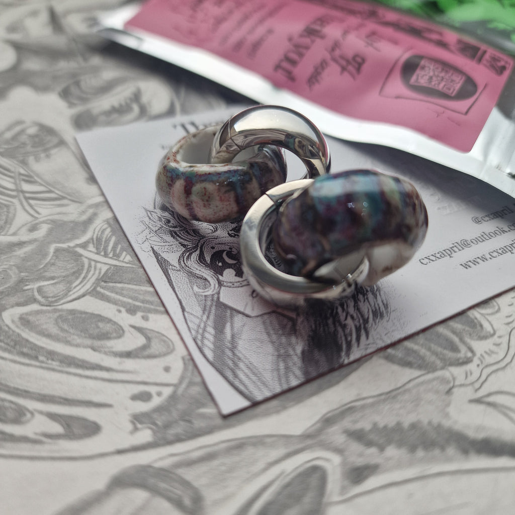 Silver Purple Blue Organic Ear Weight Gauges | CXAPRIL