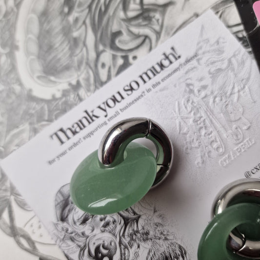 6MM 2G Organic Green Jade Silver Ear Weights