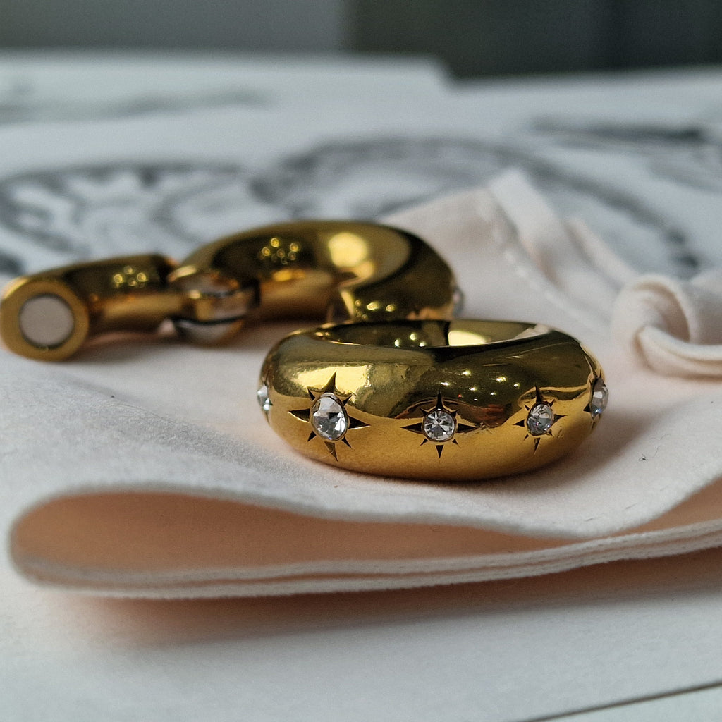 8MM 0G Golden Ear Weights Star Gaze Huggies | Alt Gauges for Stretched  Ears and Lobes