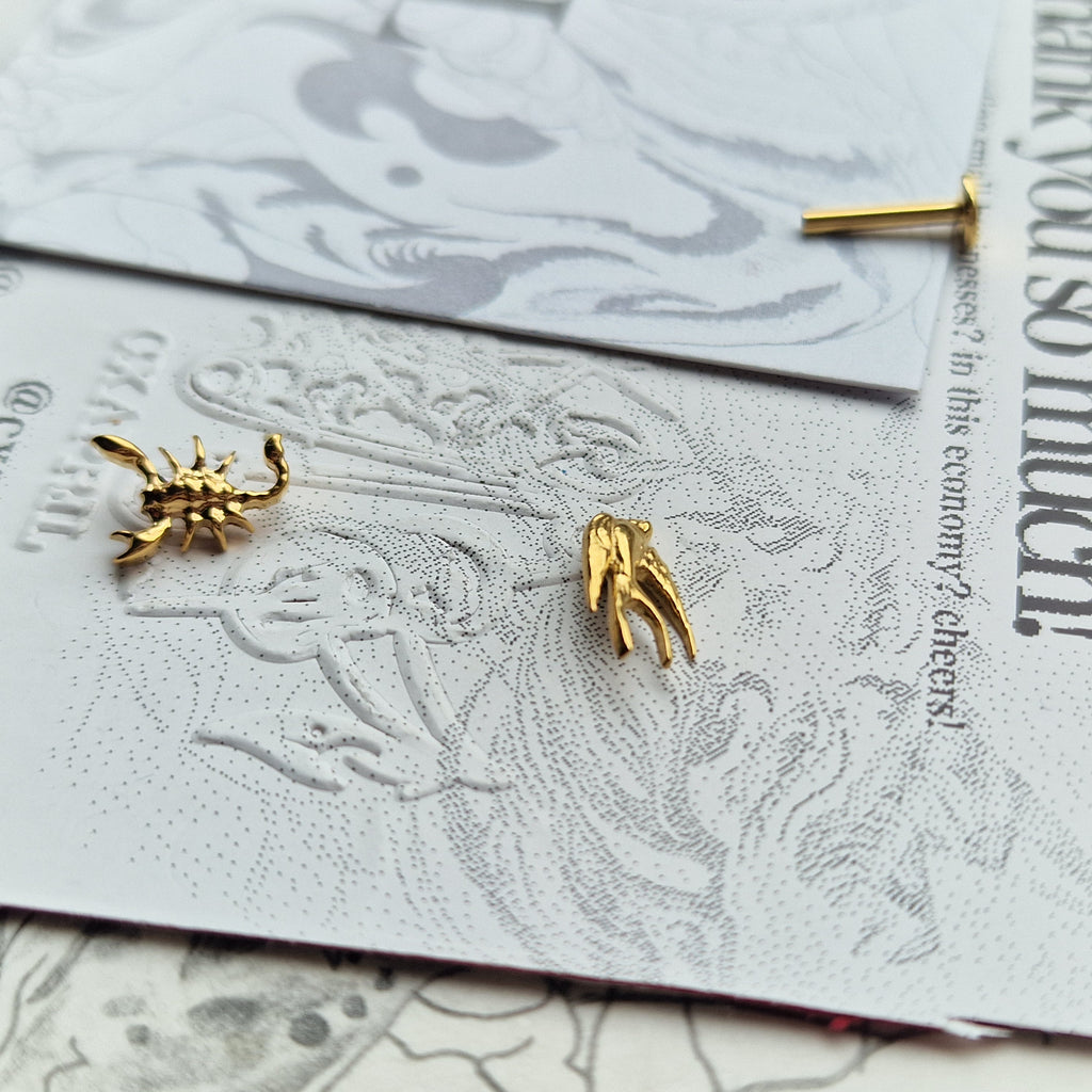 Scorpion and Birdie Set Titanium Cartilage | Alt Gold Body Jewellery