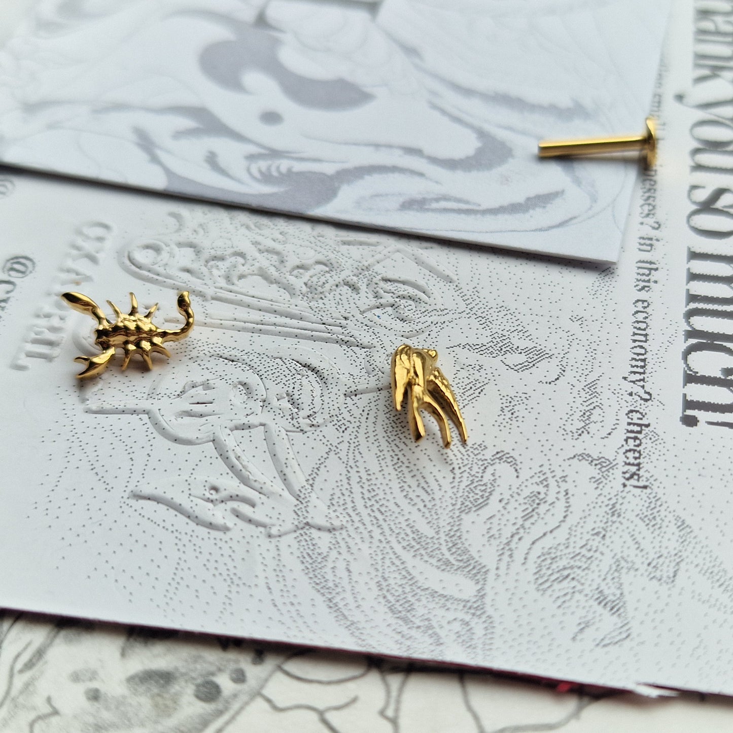 Scorpion and Birdie Set Titanium Cartilage | Alt Gold Body Jewellery