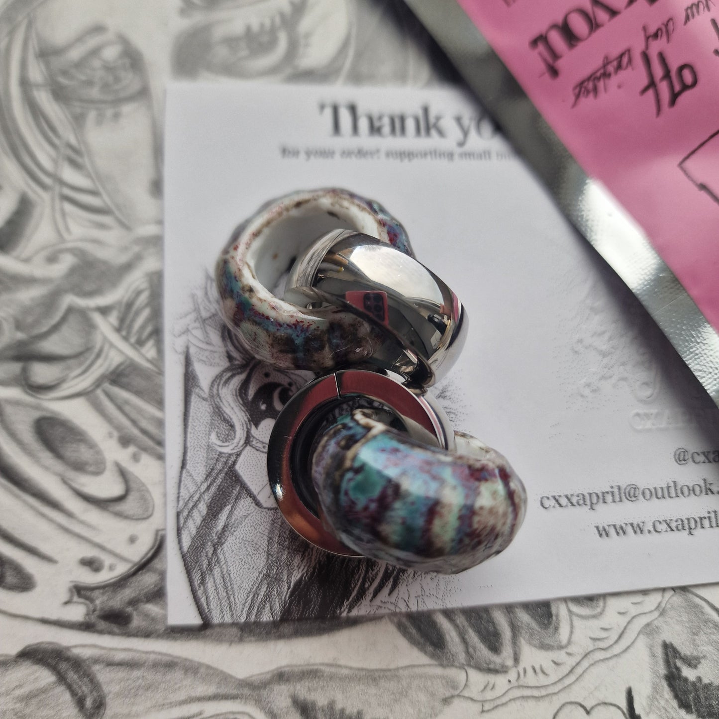 Silver Purple Blue Organic Ear Weight Gauges | CXAPRIL