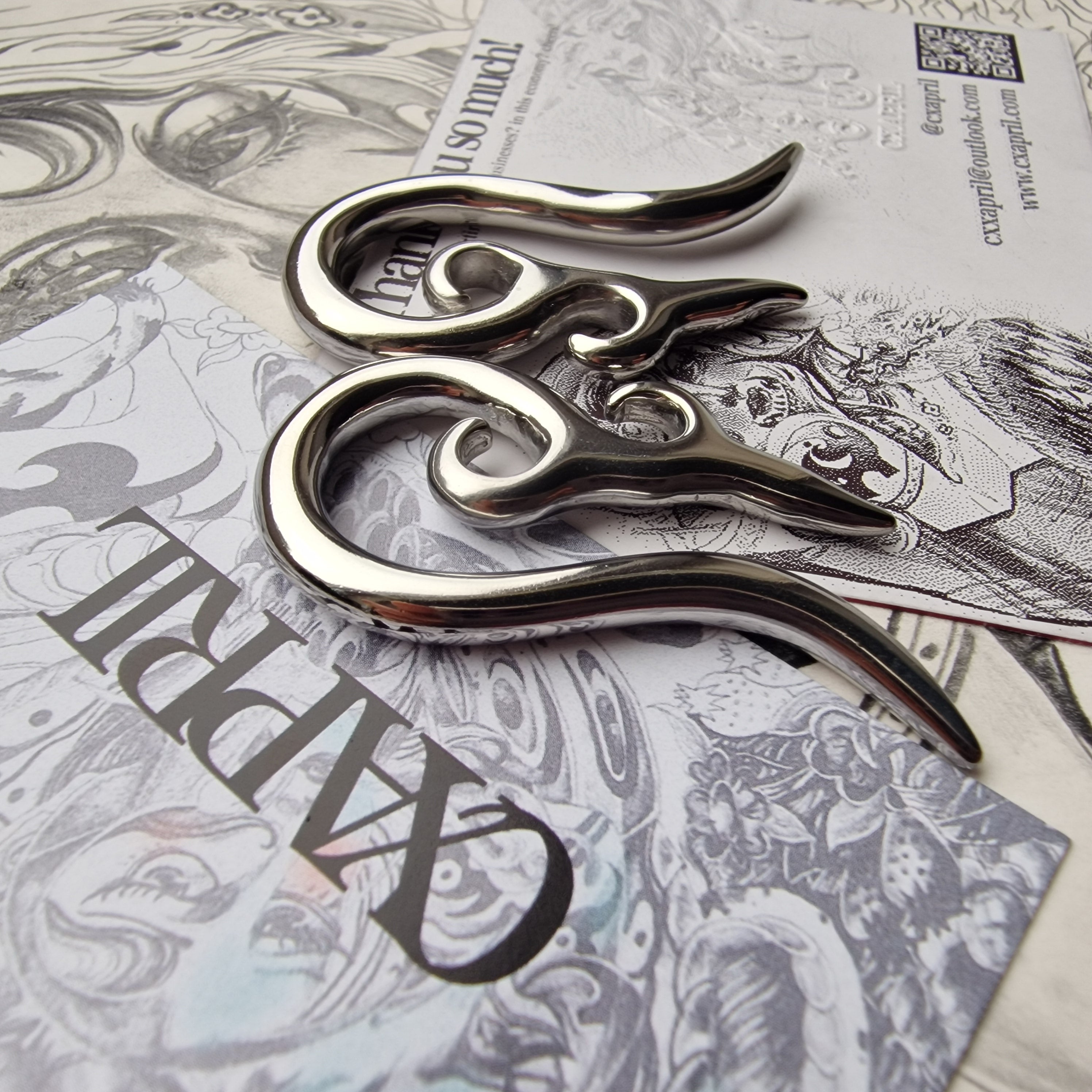 5MM 4G Tribal Silver Ornamental Cyberpunk Saddle Silver Ear Weight Hangers Gauges