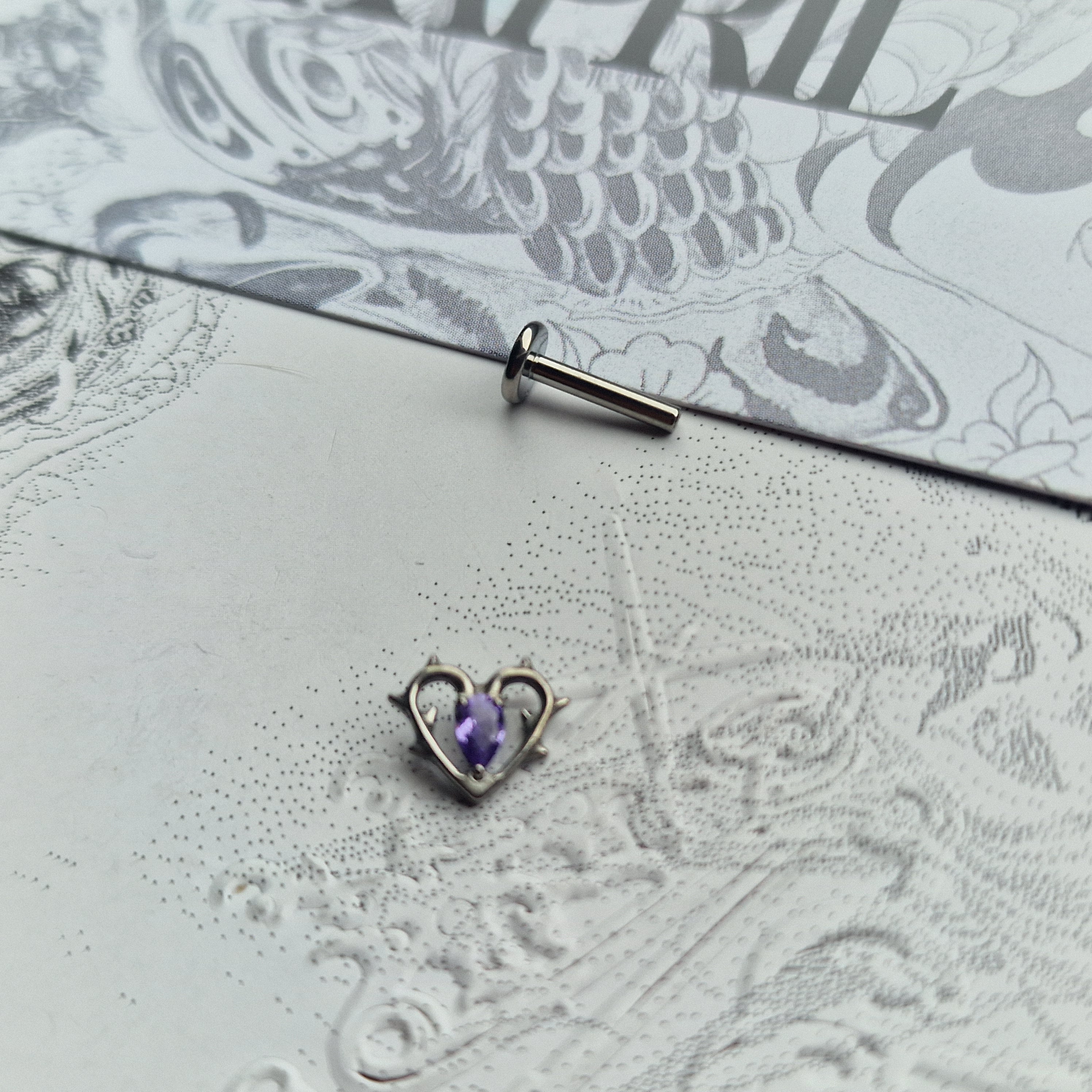 Thorn in my heart! | Purple Zircon Titanium Silver Body Piercing