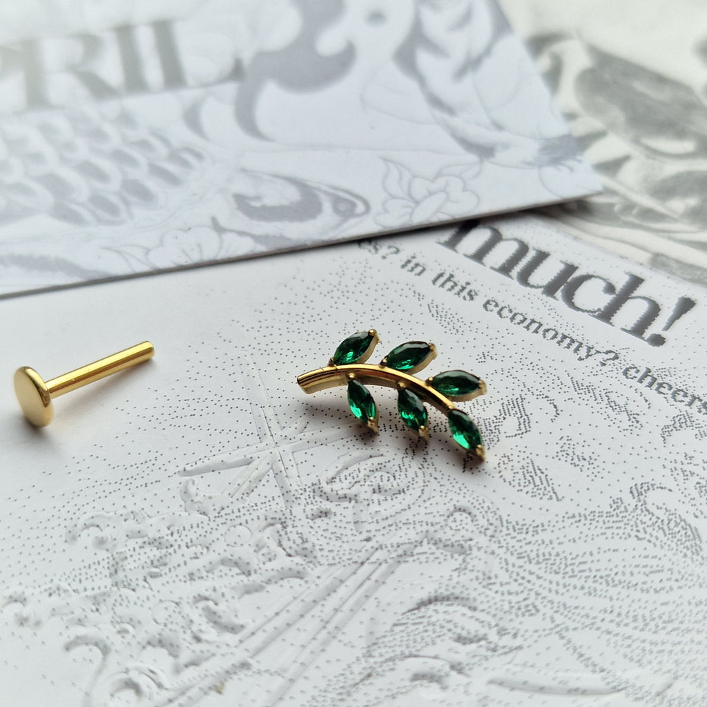 Gold Green Olive Branch Cartilage Study | Body Piercings Orbital and Helix