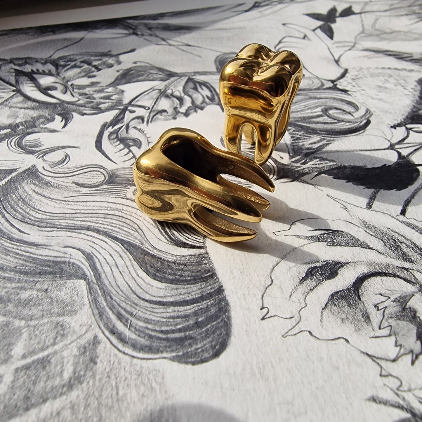 16MM 5/7"Tooth Truth Ear Weight Hangers | TOOTH ear weights | Gold  16MM Pair